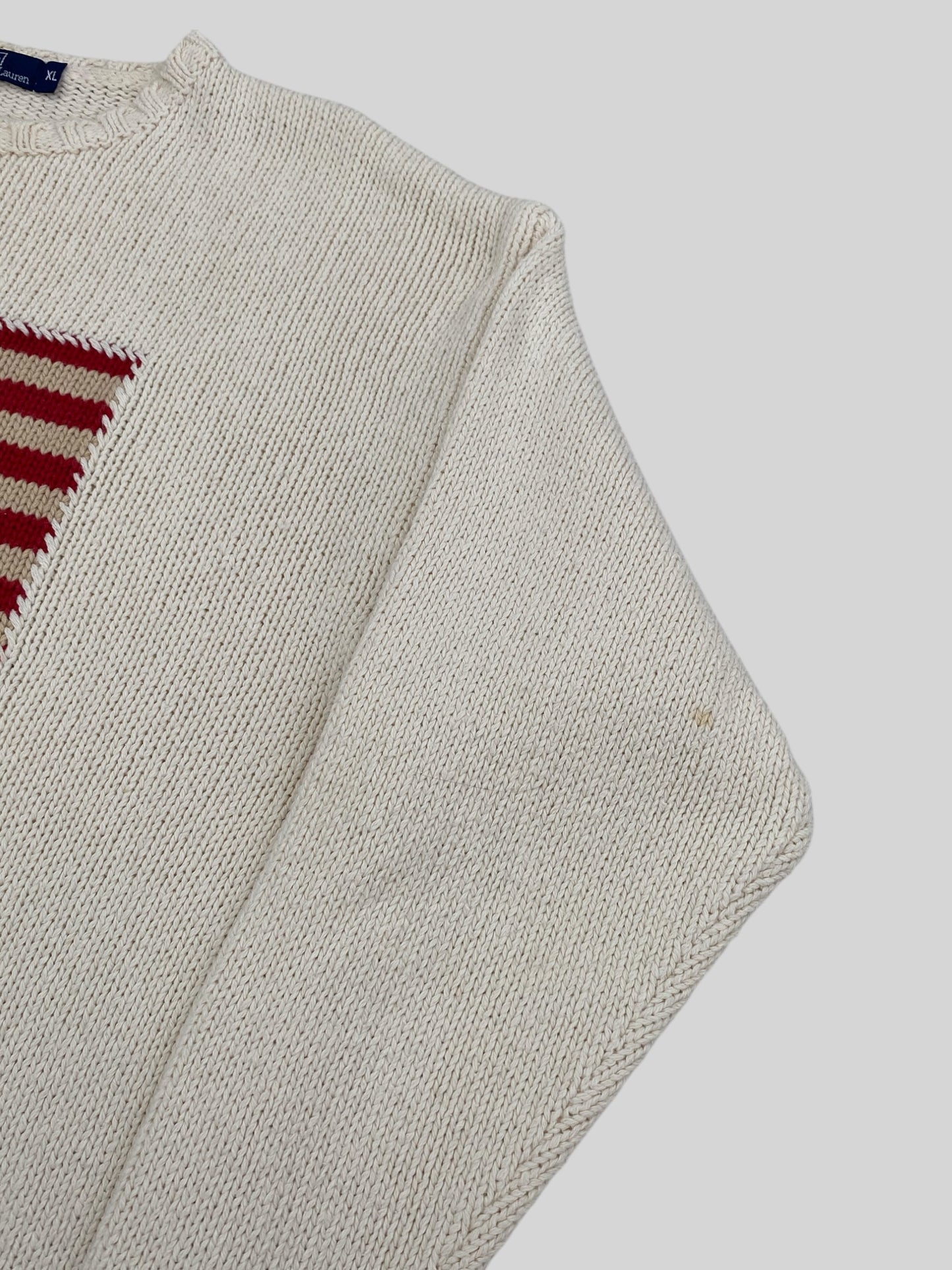 Authentic Vintage Polo Ralph Lauren Knitted USA Jumper Cream X-Large