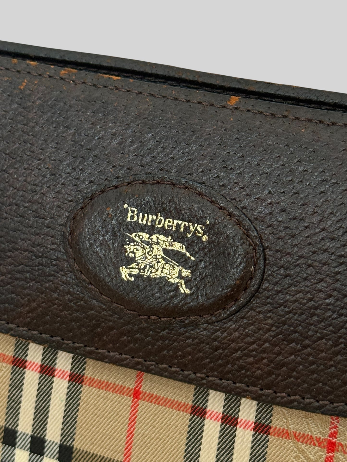 Vintage 1990s Burberry Nova Check Women’s Small Black Leather Clutch Bag