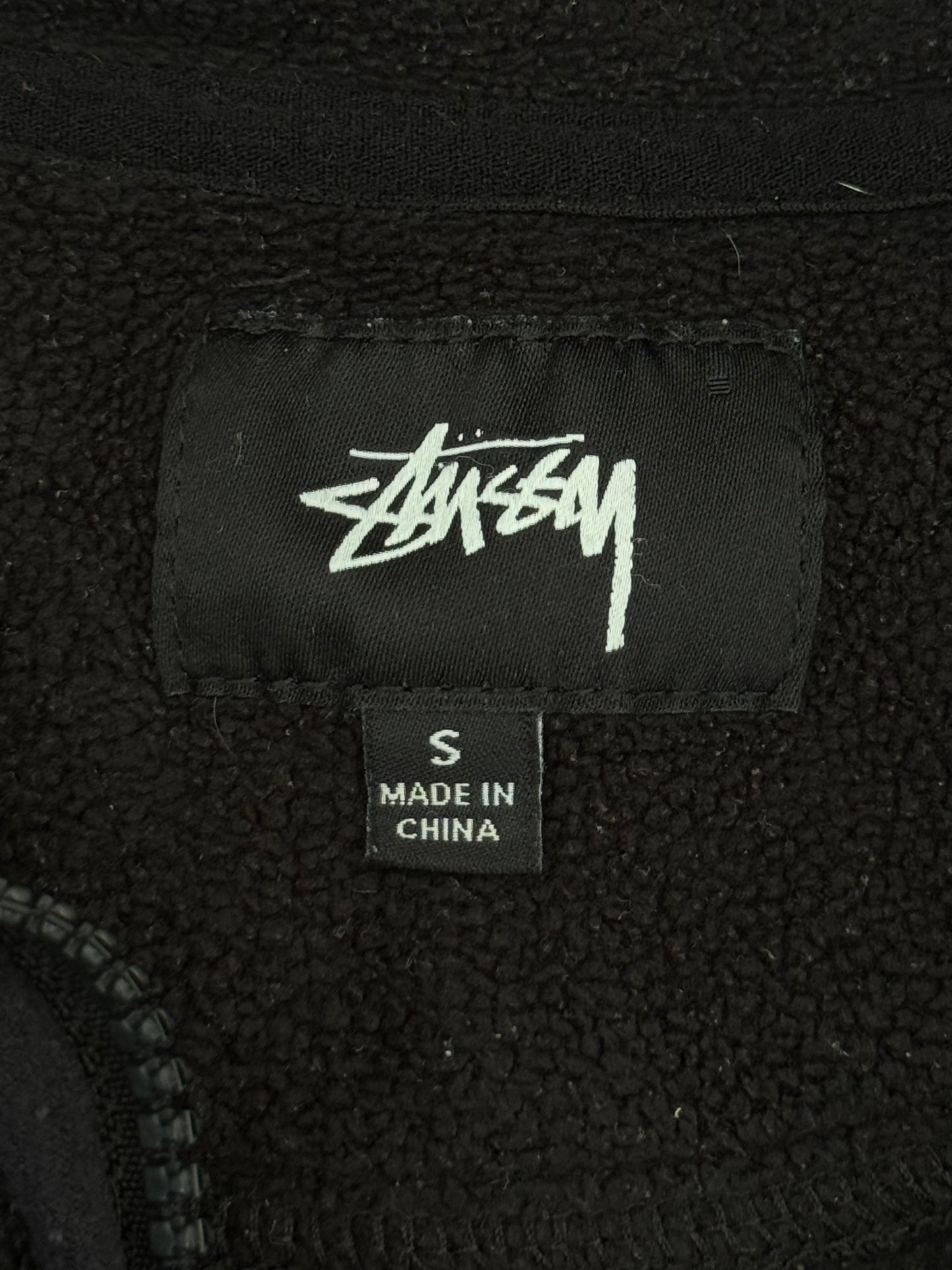Modern Stussy Embroidered Spellout Quarter Zip Fleece Black Small
