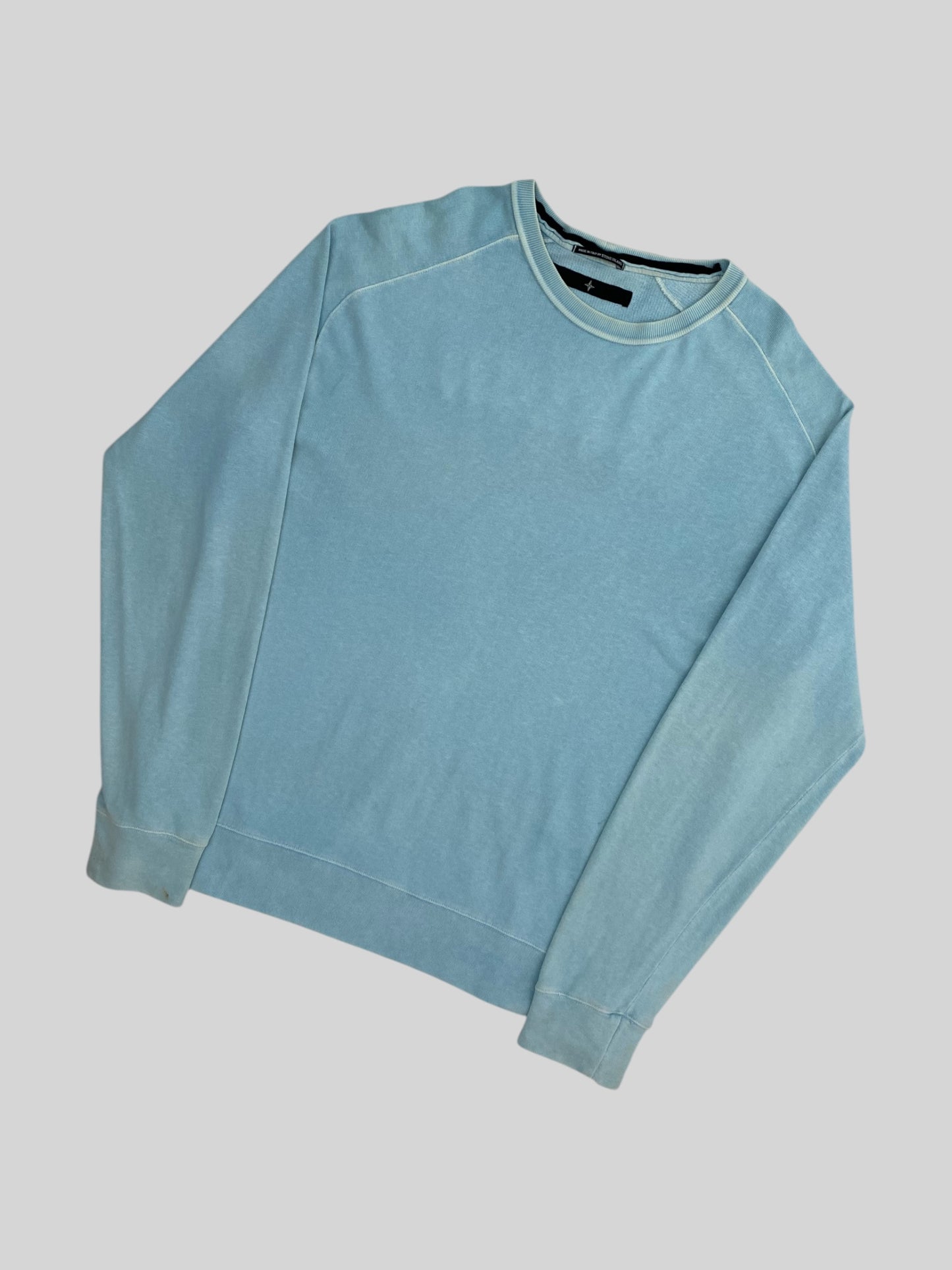 Authentic Stone Island Denim 2004 Pullover Sweatshirt Light Blue X-Large