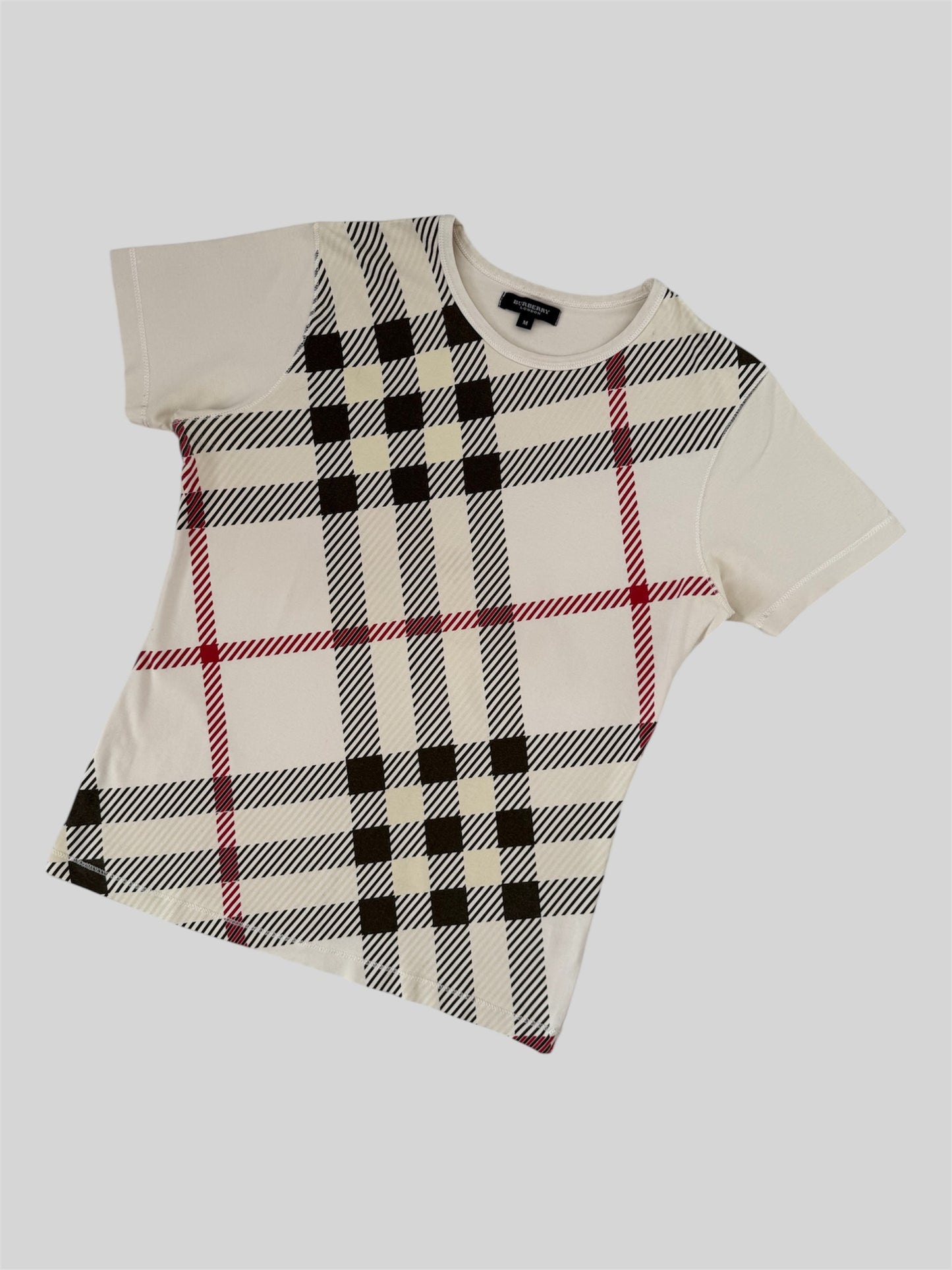 Vintage Burberry 2000s Nova Check Pattern T Shirt Beige Women’s Medium