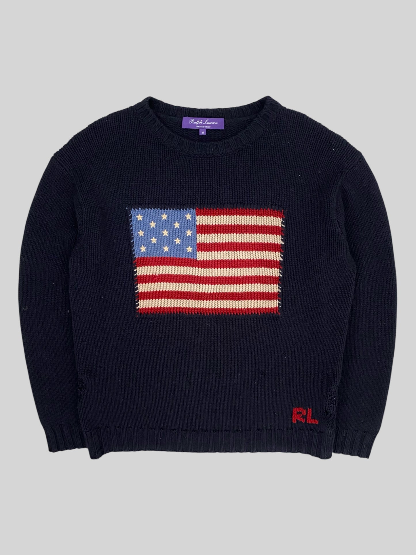 Authentic Ralph Lauren Purple Label USA Knitted Jumper Navy Medium