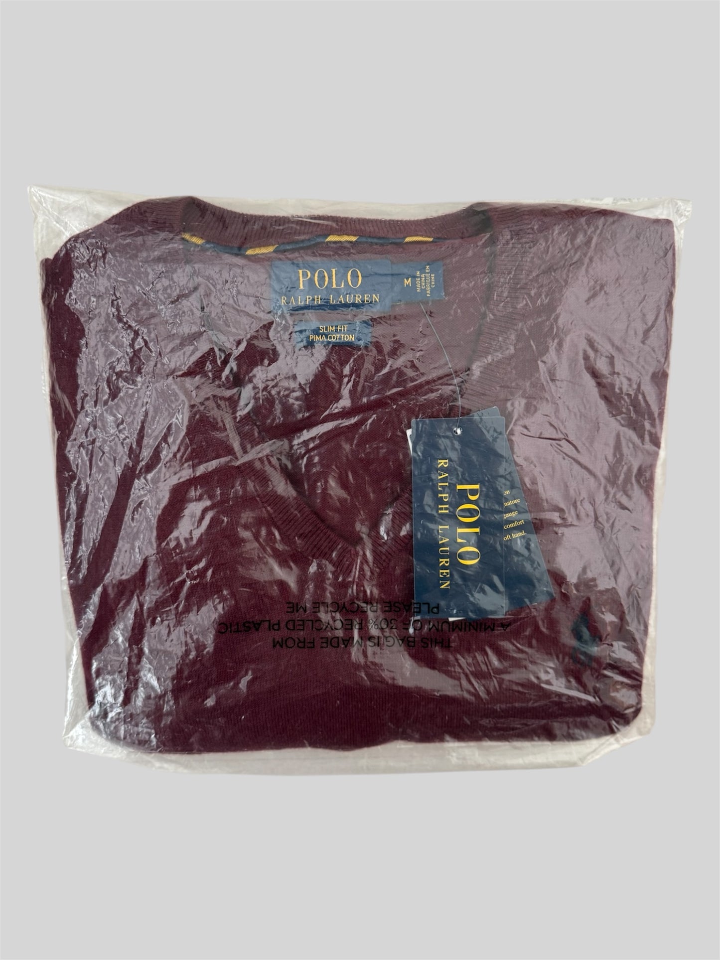 BNWT Authentic Polo Ralph Lauren Pullover Jumper Burgundy Medium £190RRP + Seal Bag