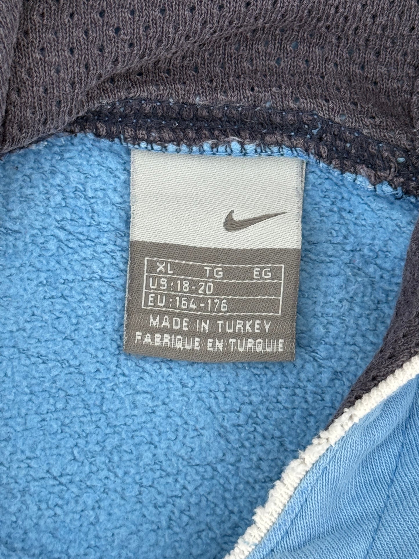 Vintage 2000s Nike Athletic Spellout Pullover Hoodie Light Blue Medium