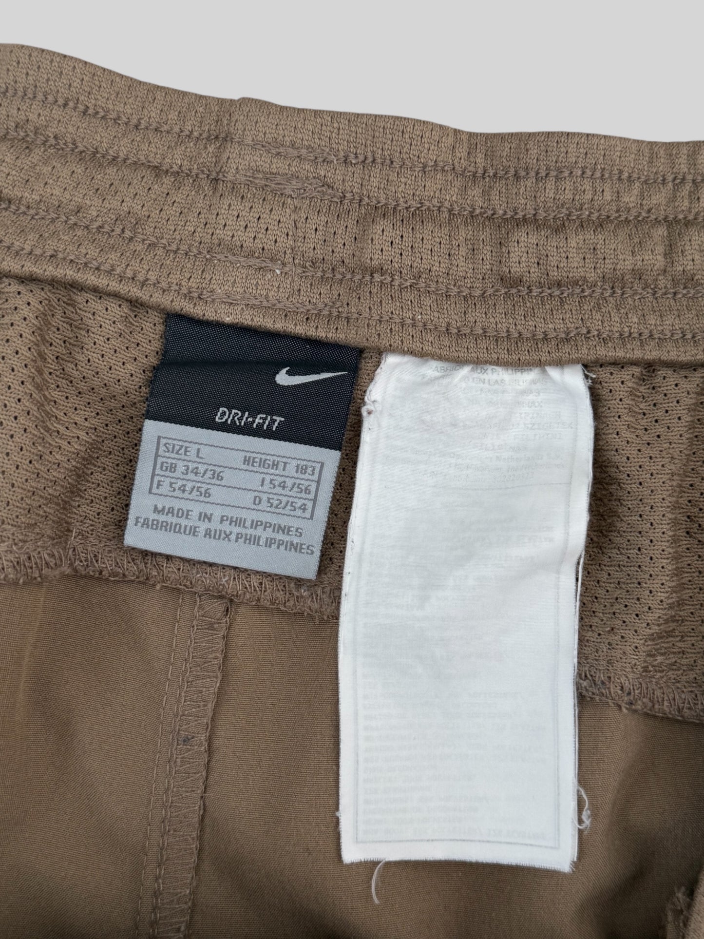 Vintage Nike 2000s Dri-Fit Baggy Sportswear Beach Shorts Brown Large (W32/W34)