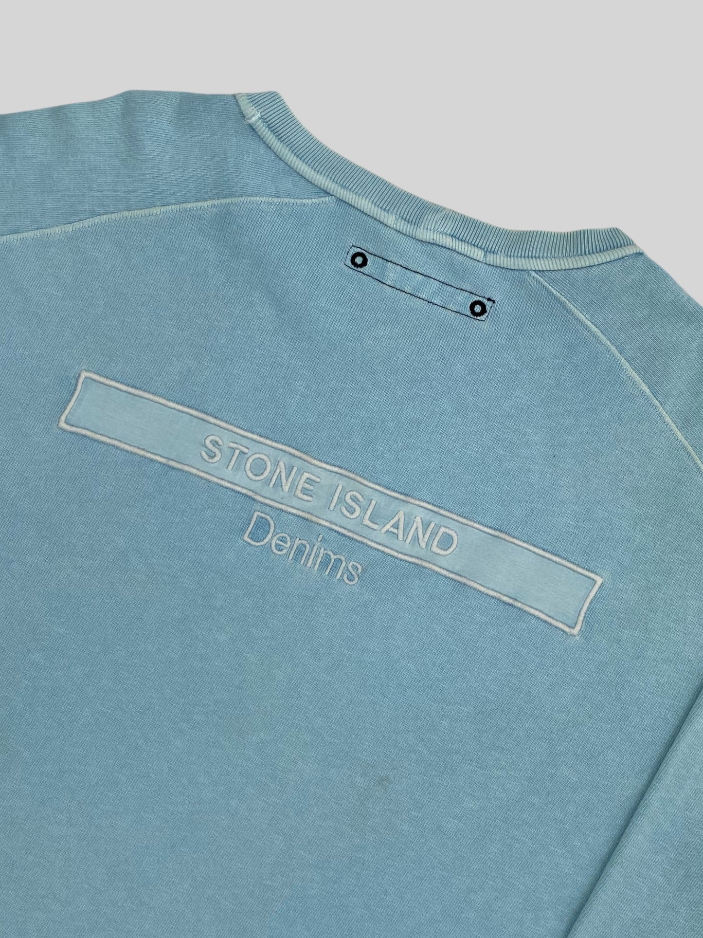 Authentic Stone Island Denim 2004 Pullover Sweatshirt Light Blue X-Large