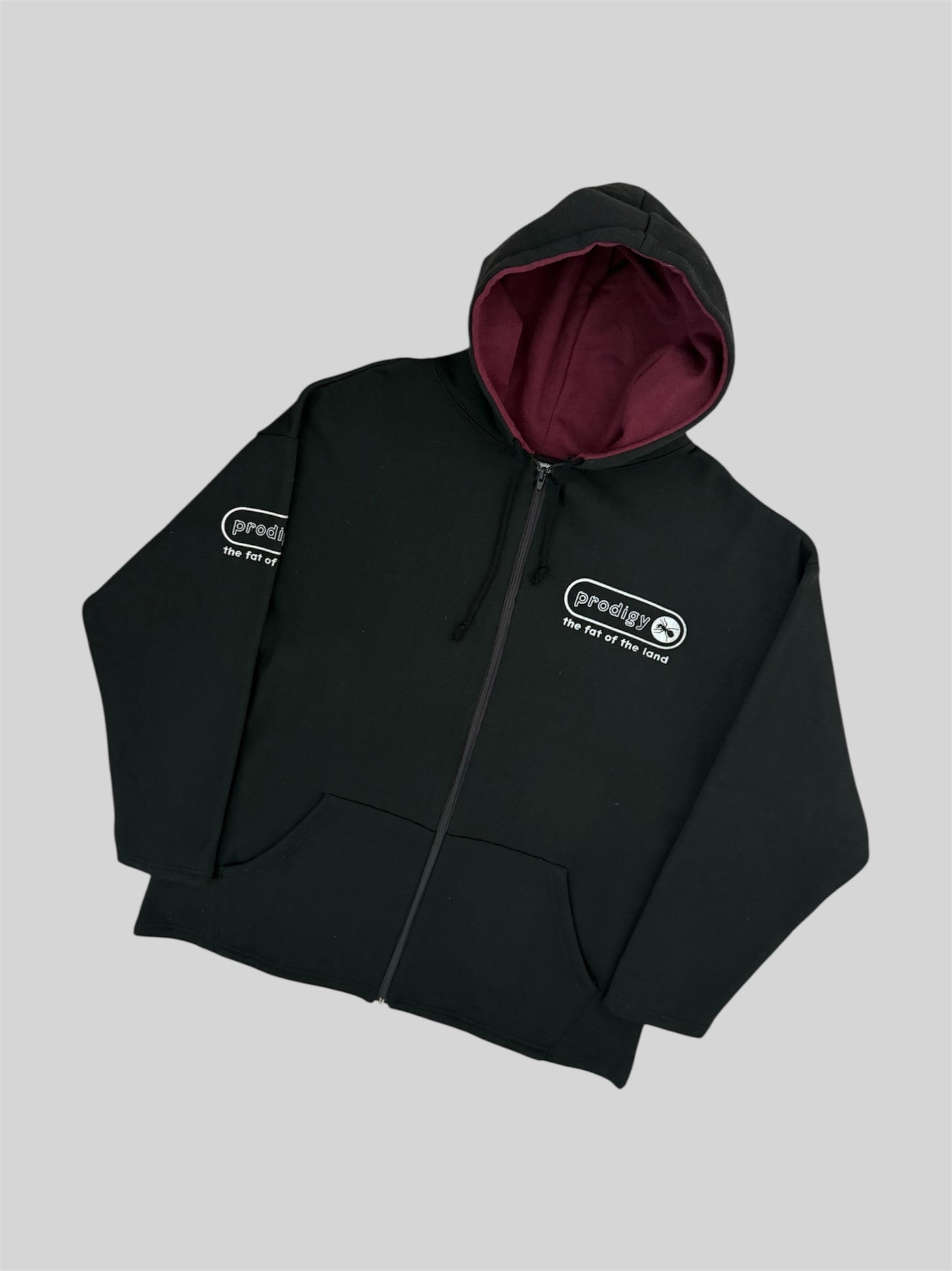 Rare Vintage The Prodigy The Fat of The Land 1997 Full Zip Hoodie Black Large