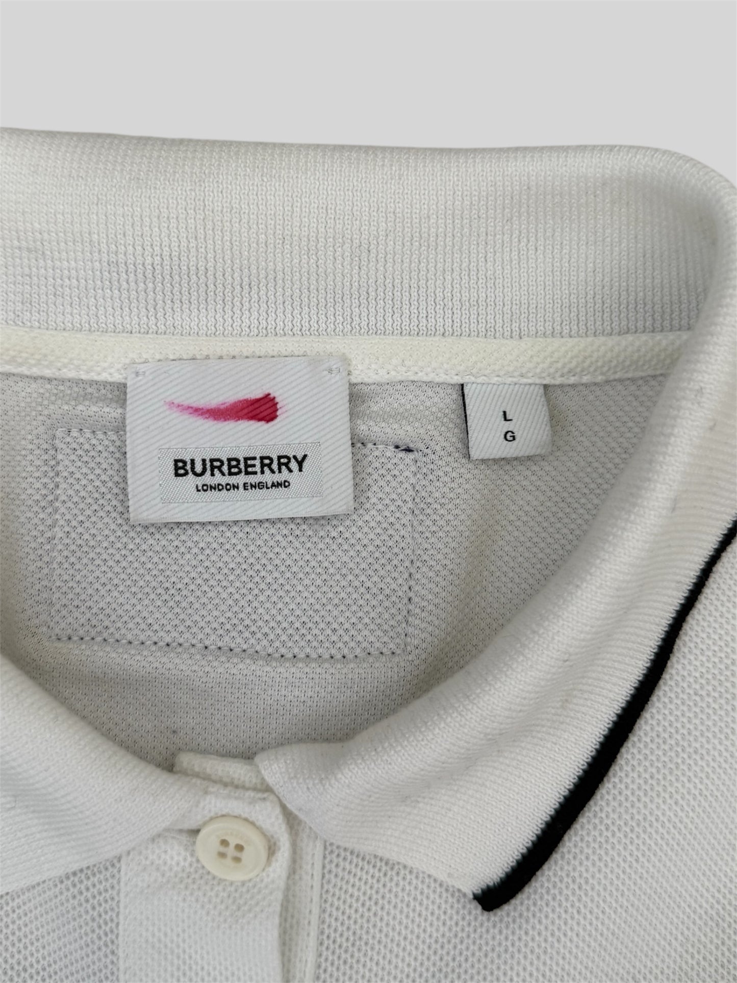 Authentic Modern Burberry Spellout Button Up Polo Shirt White Large £360RRP