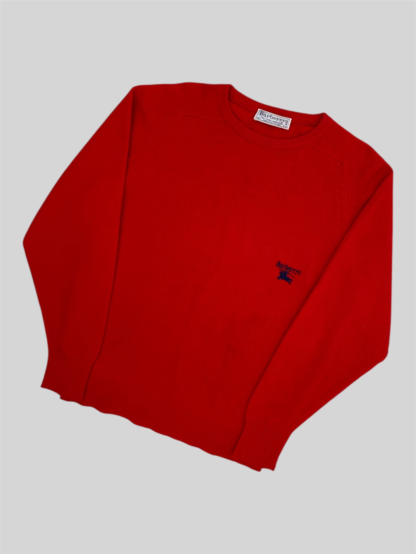 Vintage Burberry Embroidered Spellout Pullover Sweatshirt Red Medium