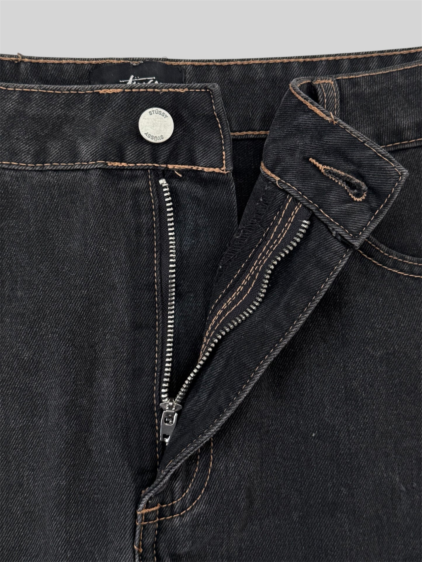 Modern Stussy Short Denim Straight Pencil Skirt Black Size 10