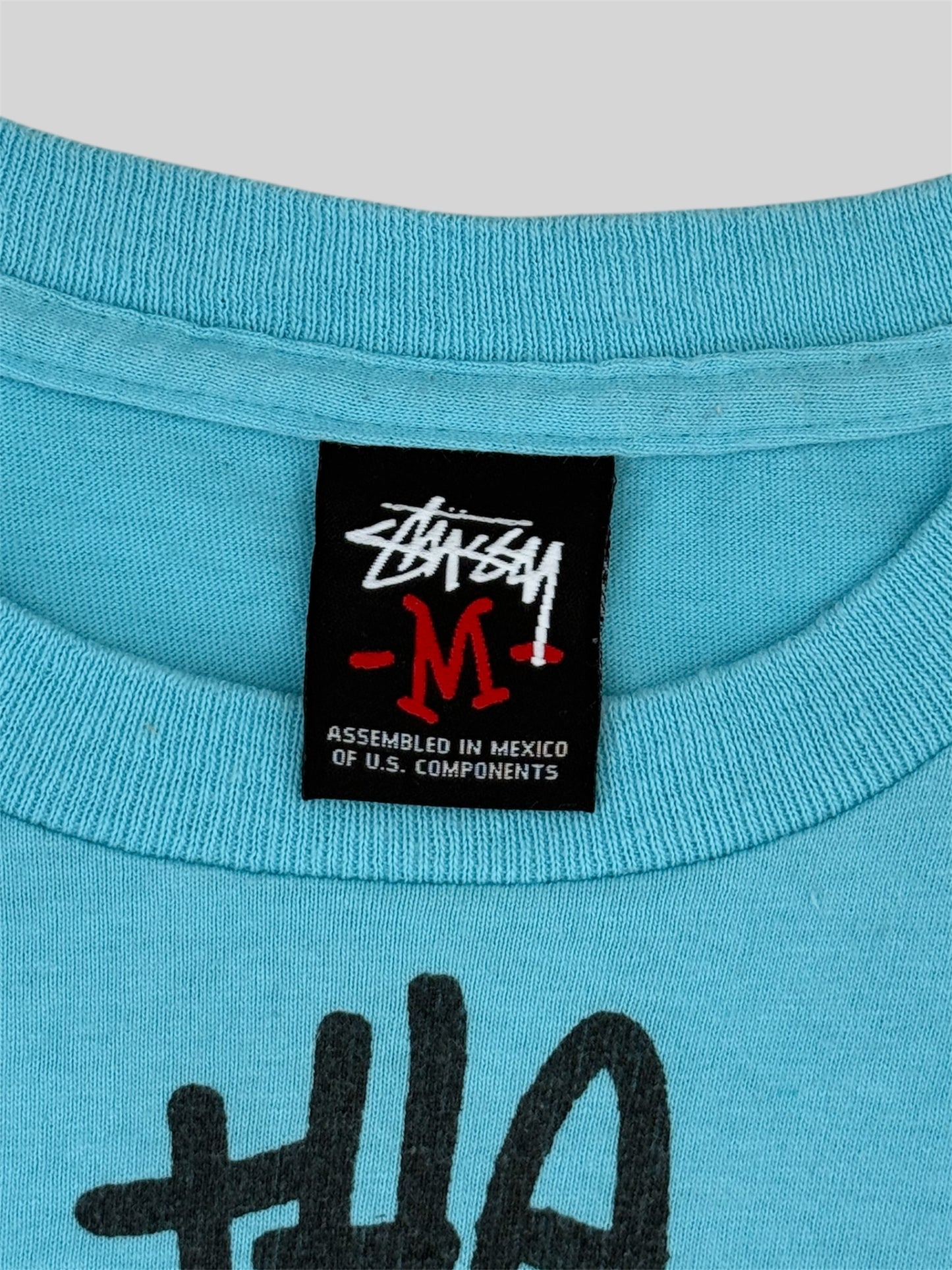 Vintage Stussy Posse Spellout Graphic Print T Shirt Blue Medium