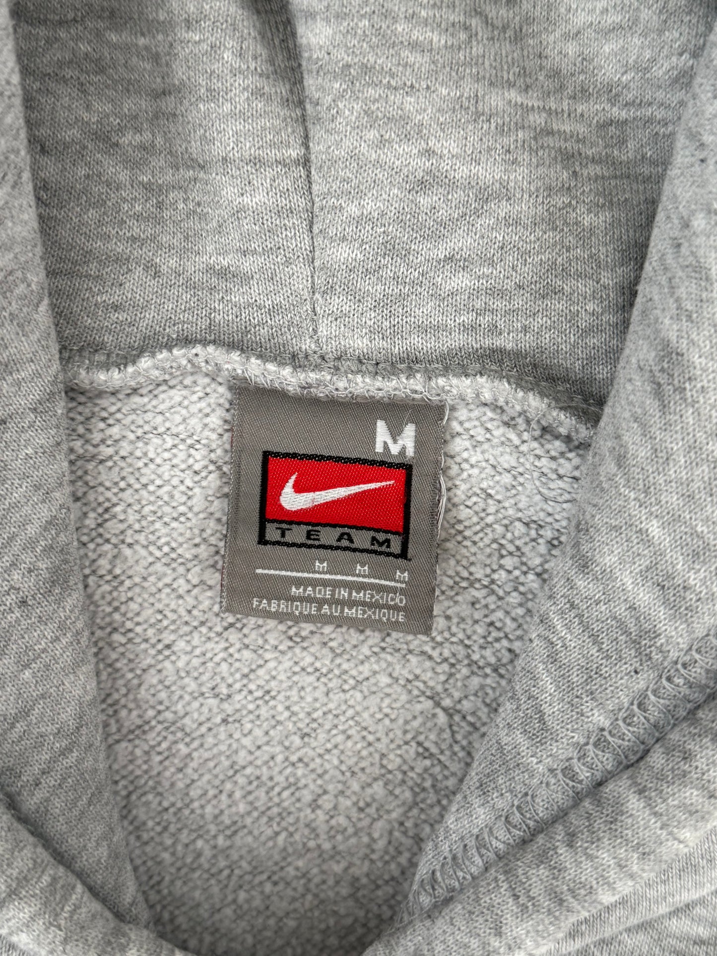 Vintage Nike Team Embroidered Spellout Pullover Hoodie Light Grey Medium