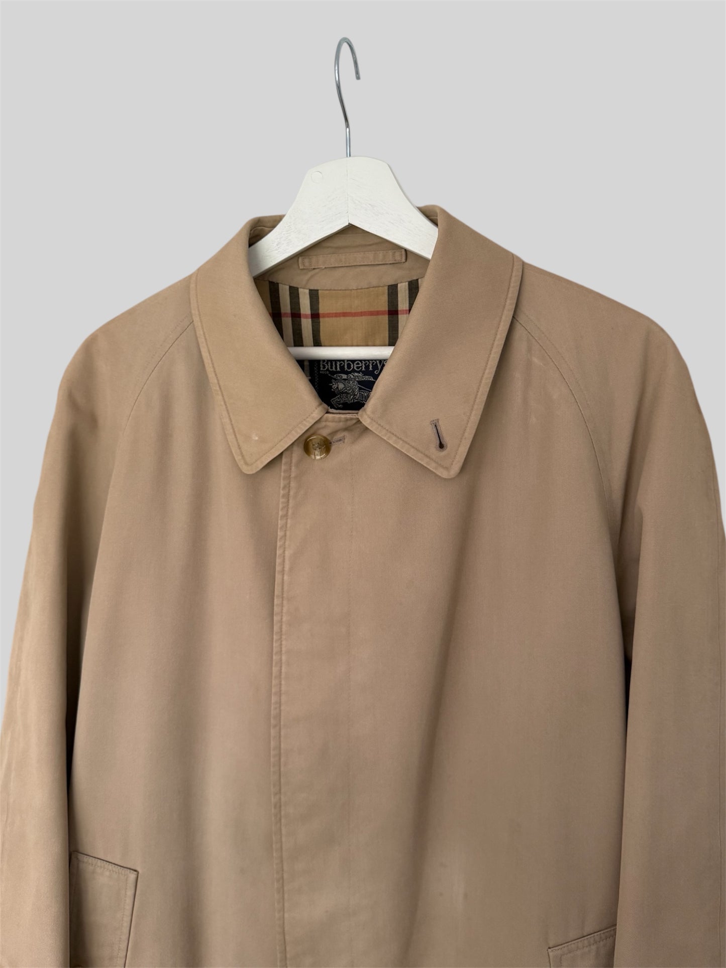 Vintage Burberry Men’s Regular Fit Mid Length Mac Trench Coat Beige Size Large