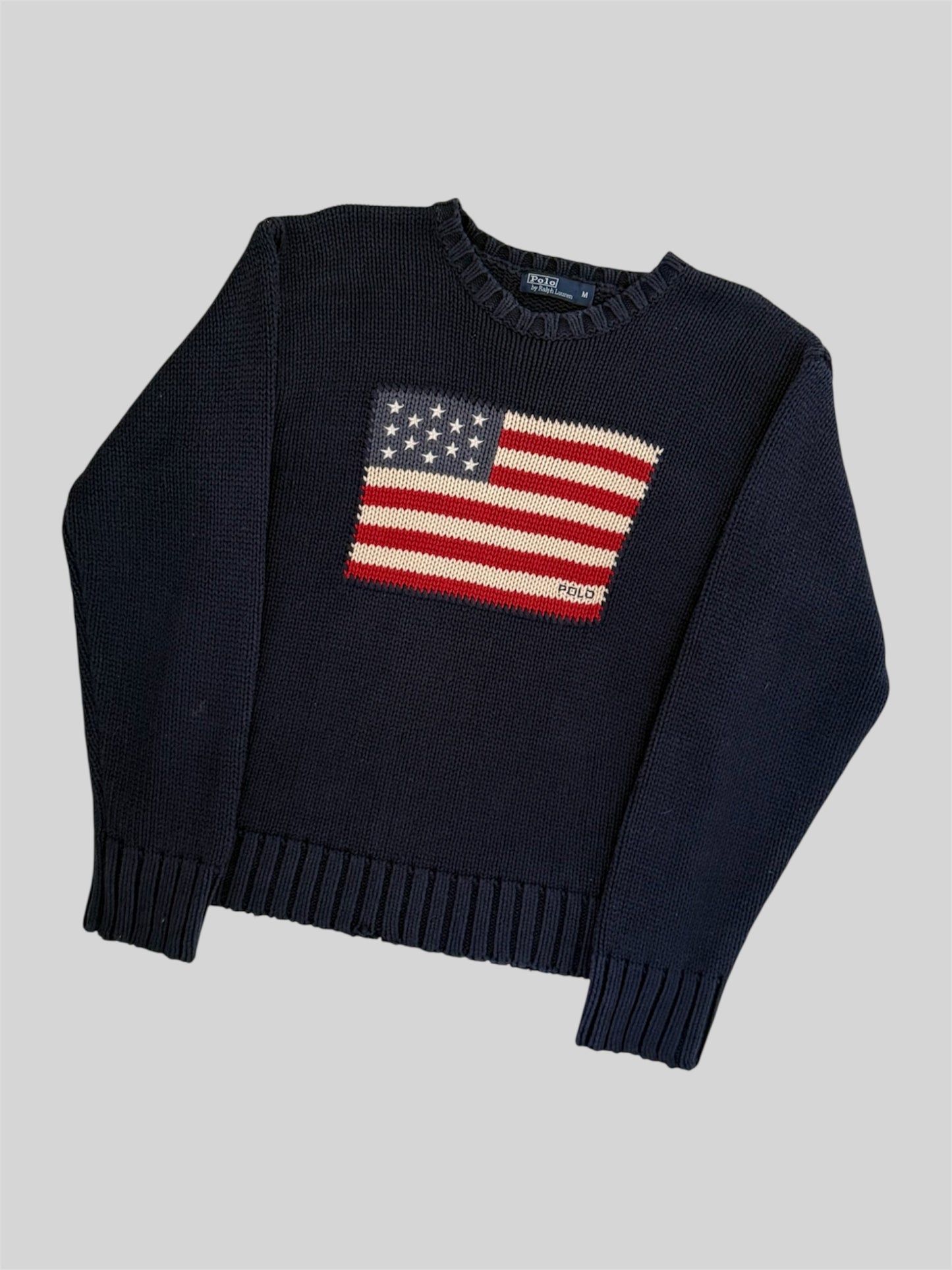 Authentic Polo Ralph Lauren USA Knitted Jumper Navy Medium