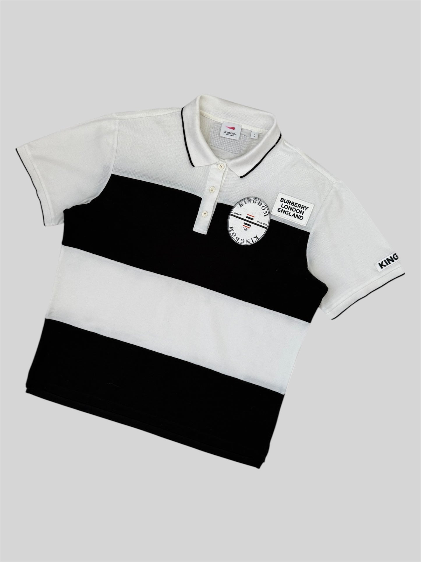 Authentic Modern Burberry Spellout Button Up Polo Shirt White Large £360RRP