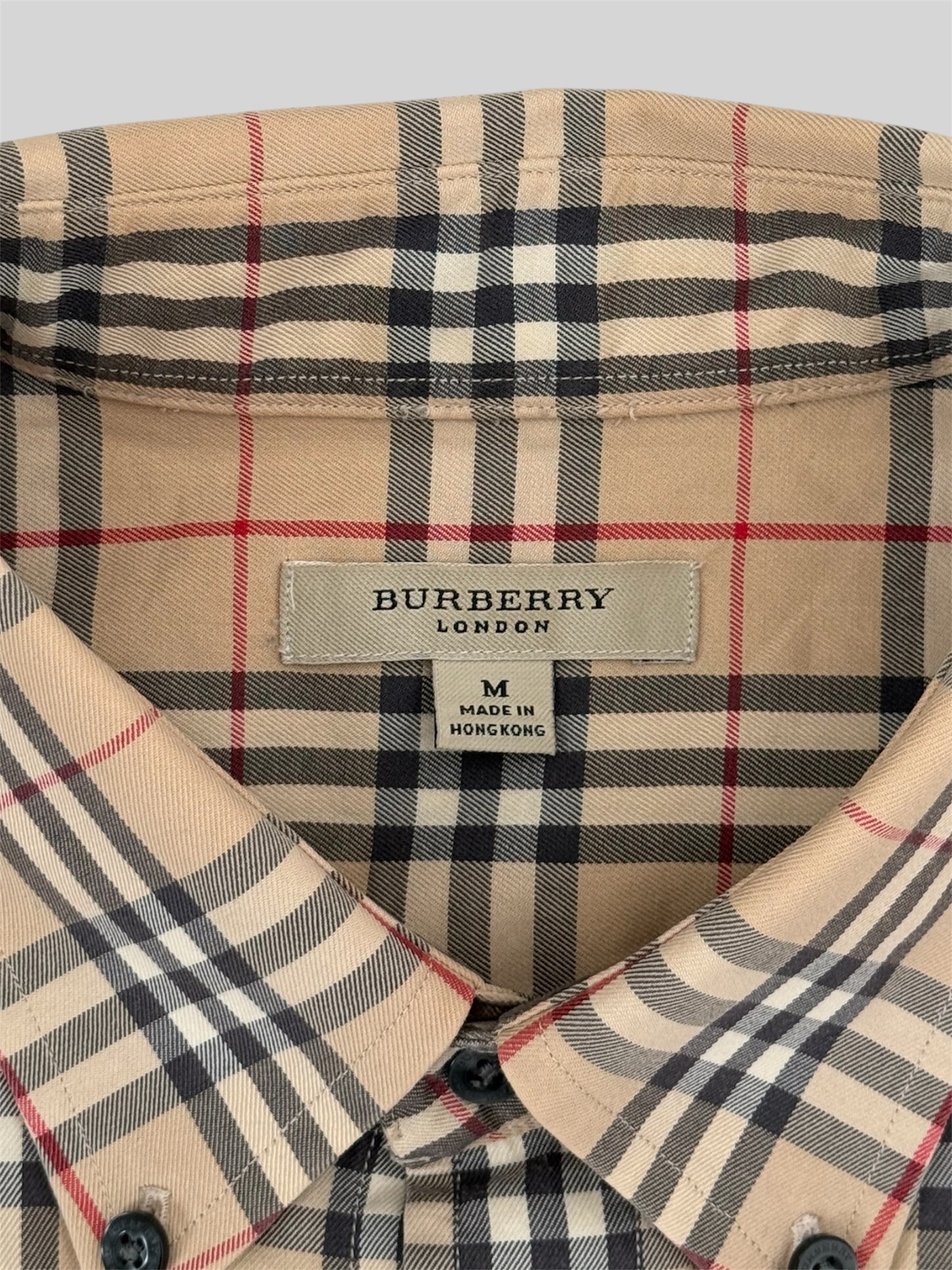 Vintage Burberry 2000s Nova Check Long Sleeve Button Up Shirt Beige Medium