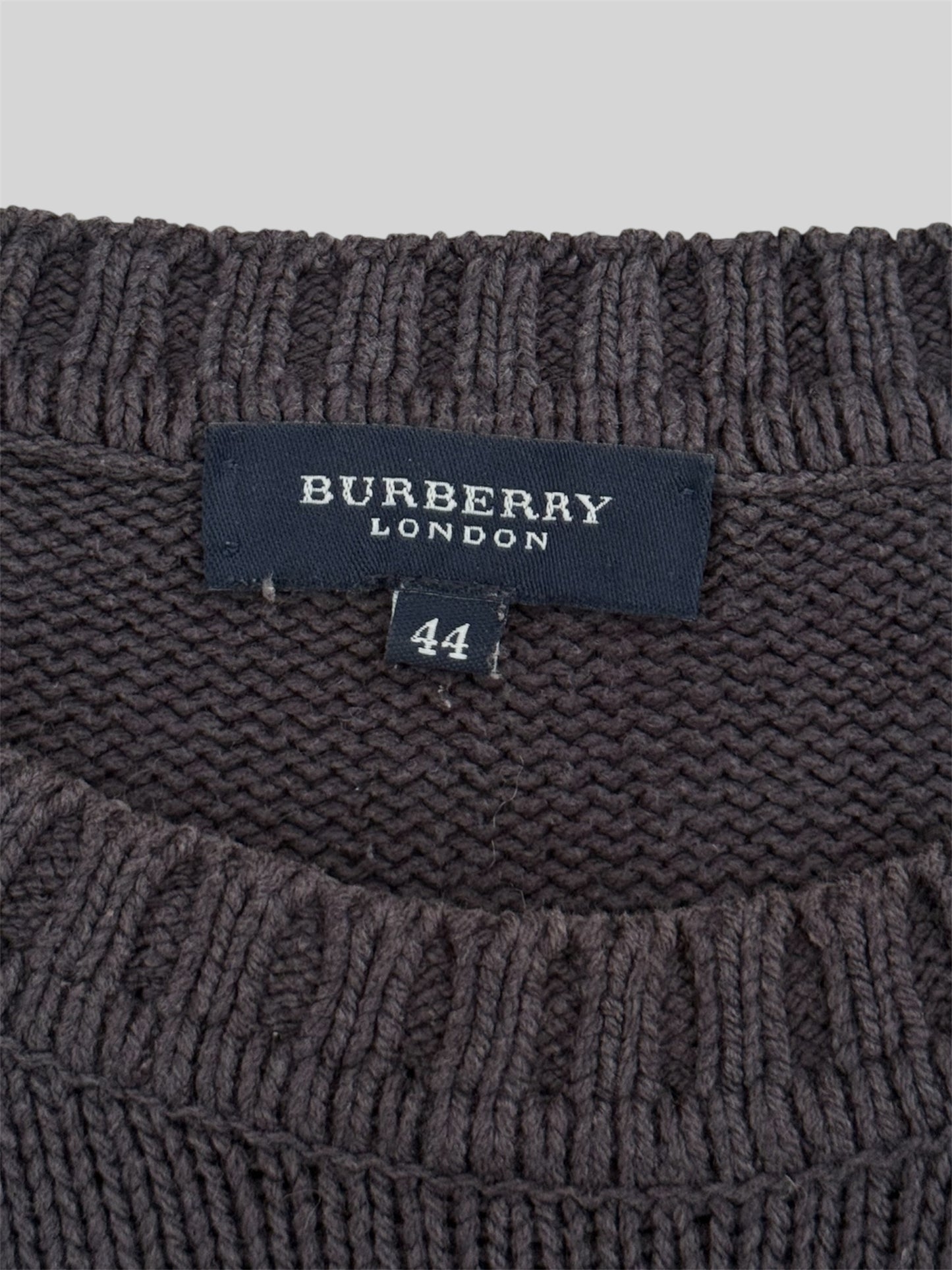 Vintage 90s Burberry Embroidered UK Flag Knitted Jumper Faded Navy Small