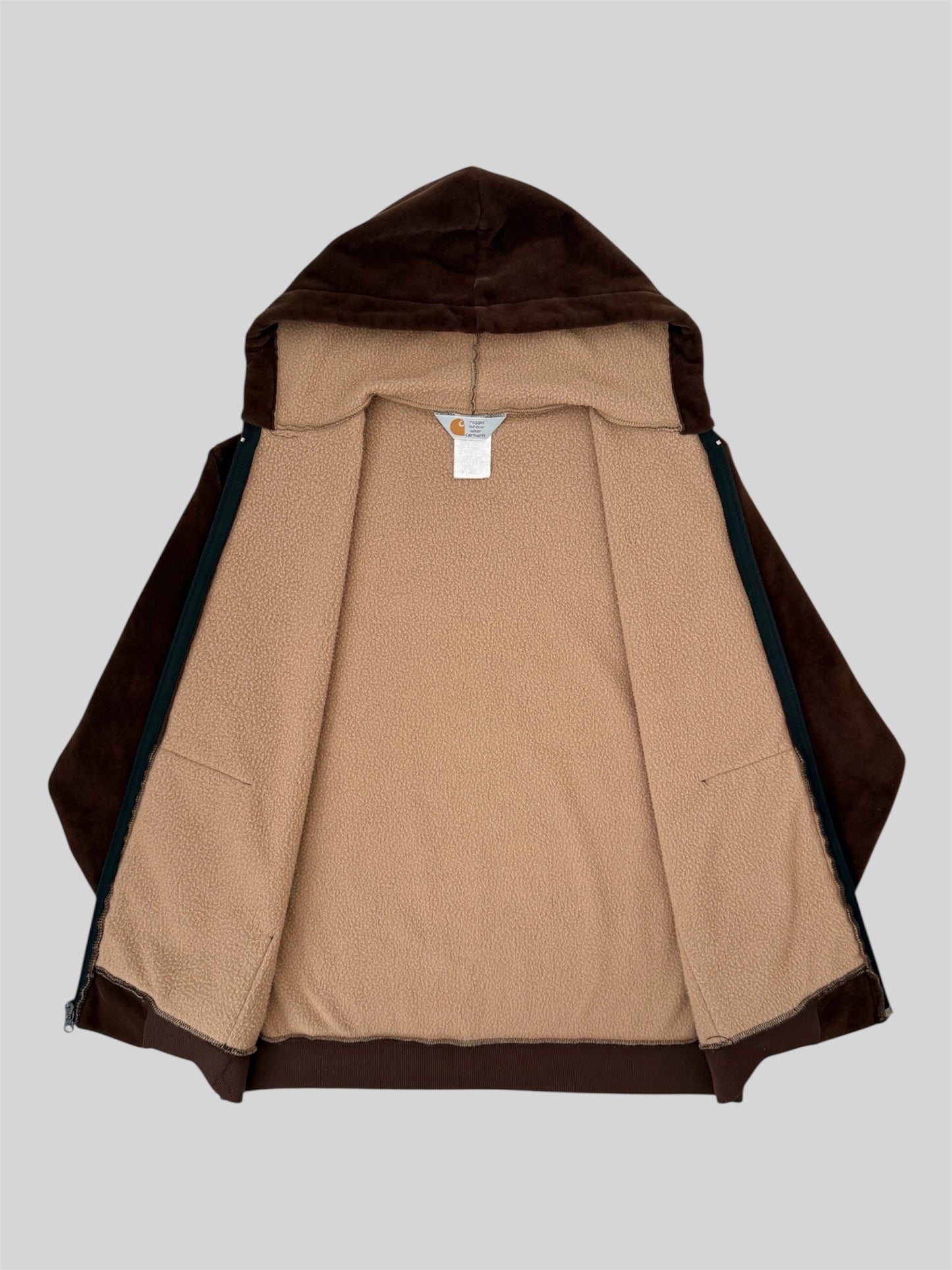 Vintage Carhartt 1994 Fleece Lined Full Zip Hoodie Brown X-Large Made In USA