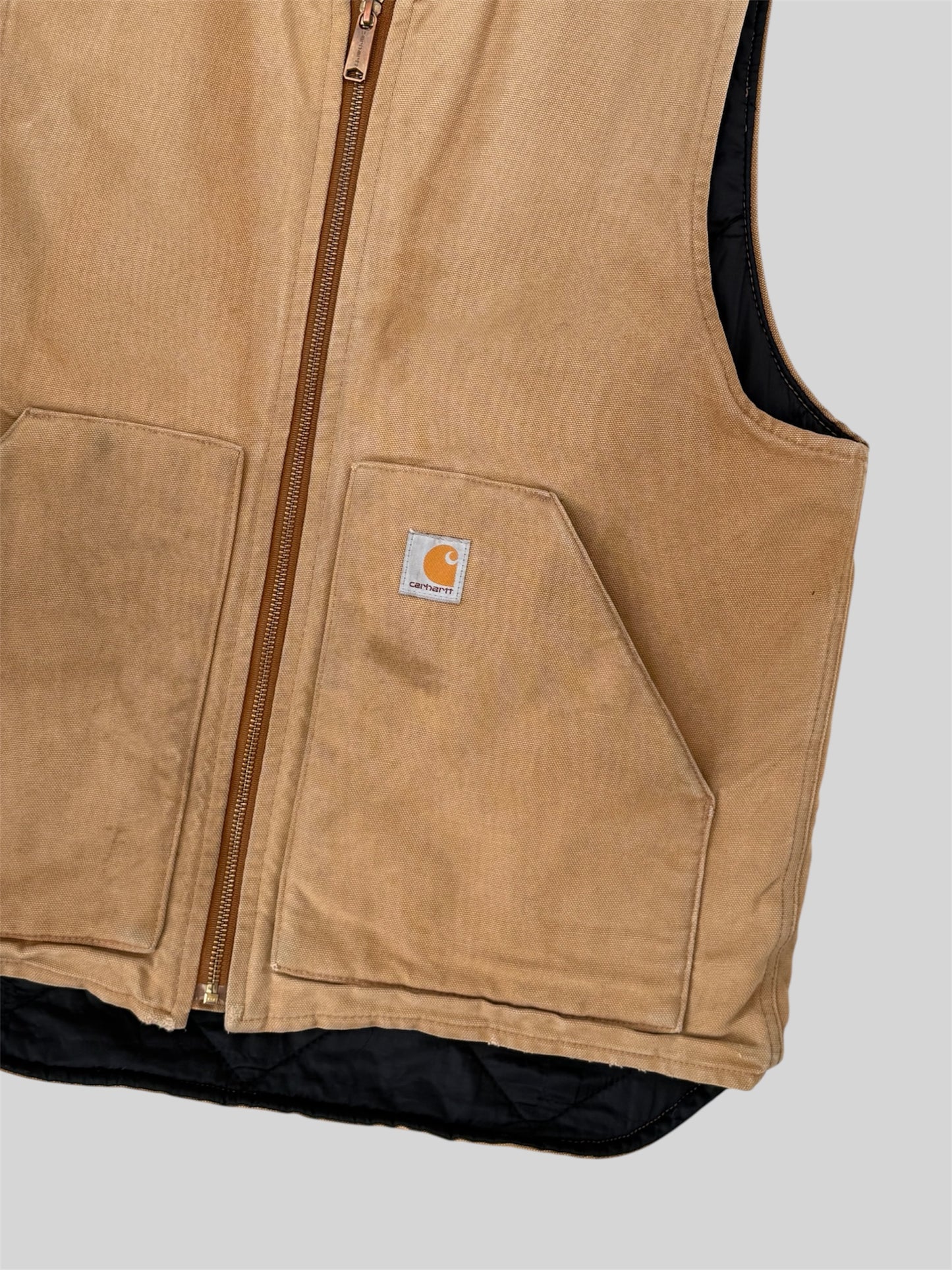 Carhartt 2021 Quilted Lined Canvas Vest Gilet Jacket V01-BRN Beige Medium
