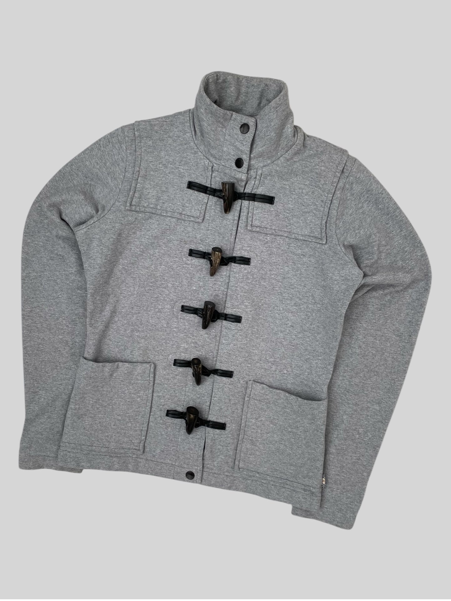 Vintage Burberry Button Up Duffle Coat Light Grey Small
