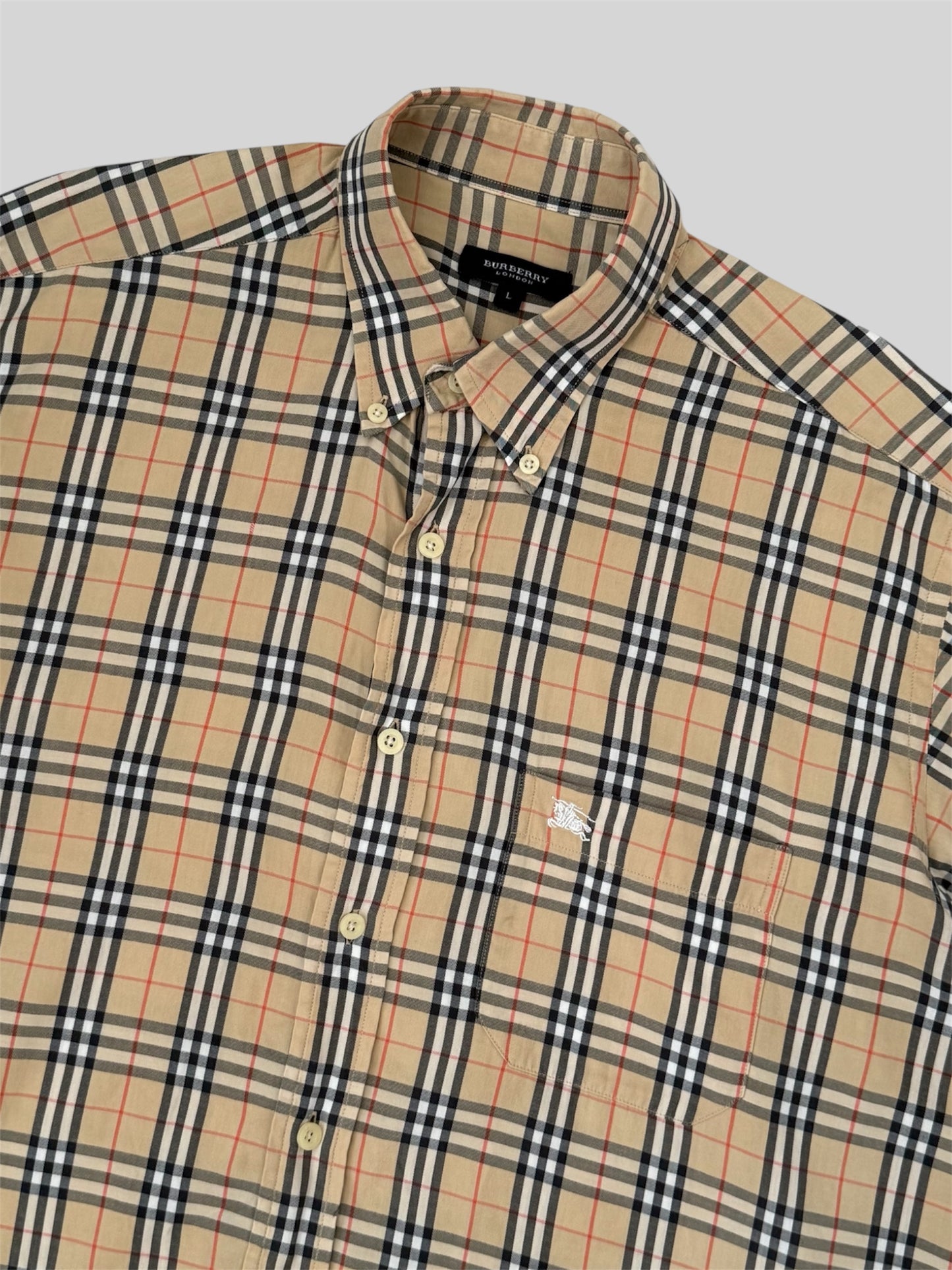 Vintage Burberry 90s Nova Check Button Up Shirt Beige Large