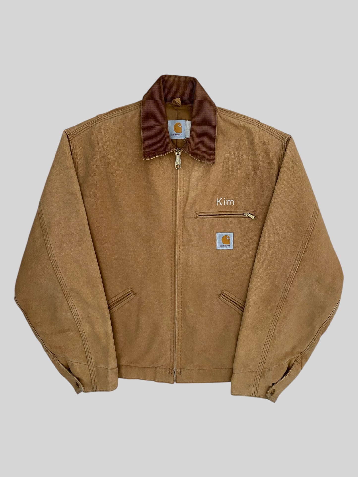 Vintage Carhartt Cushion Lined American Detroit Jacket Beige Large