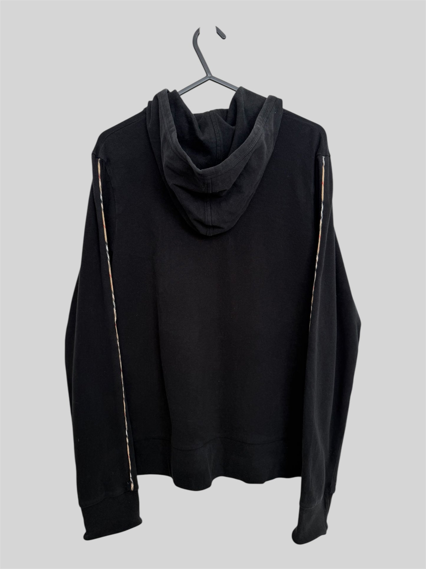 Vintage Burberry Embroidered Full Zip Thin Hoodie Black Medium