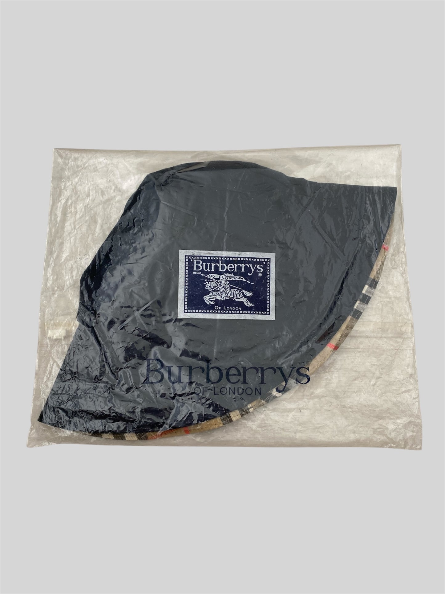 Vintage 1990s Burberry Nova Check Inner Lining Bucket Hat In Original Packaging