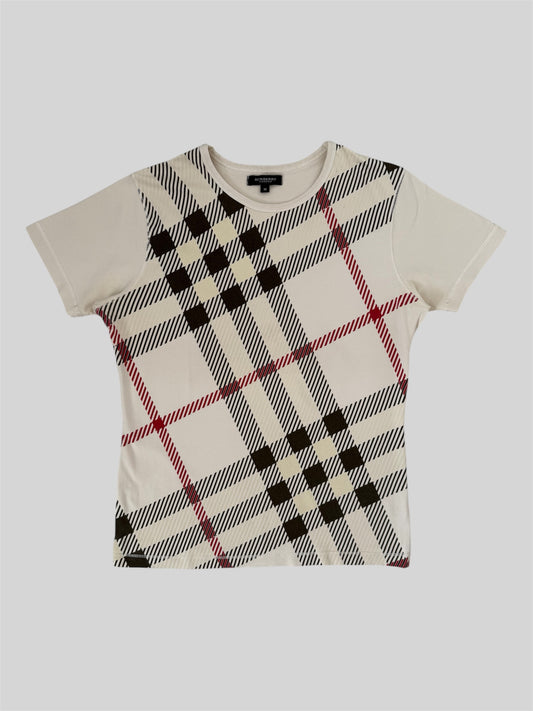 Vintage Burberry 2000s Nova Check Pattern T Shirt Beige Women’s Medium
