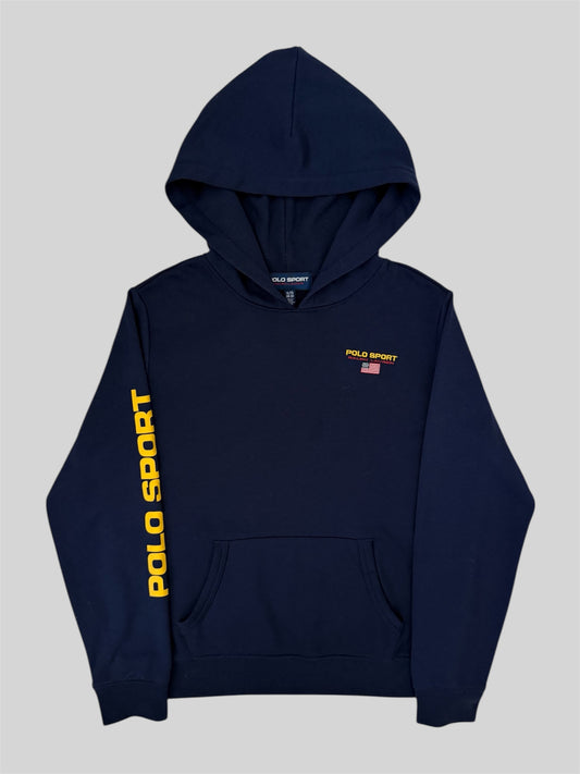 Vintage Polo Sport Ralph Lauren Embroidered Pullover Hoodie Navy X-Large (18-20)