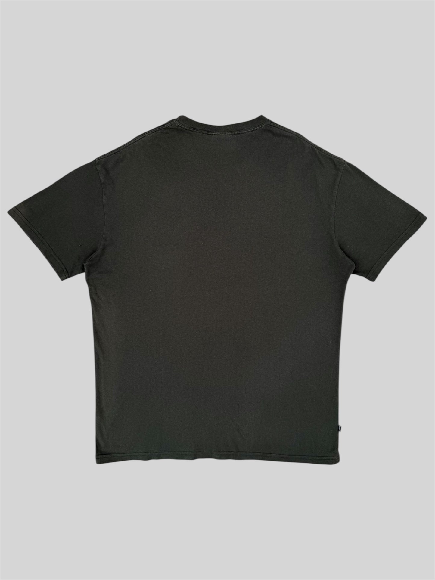 Modern Stussy Lion Graphic Print Spellout T Shirt Dark Green Large