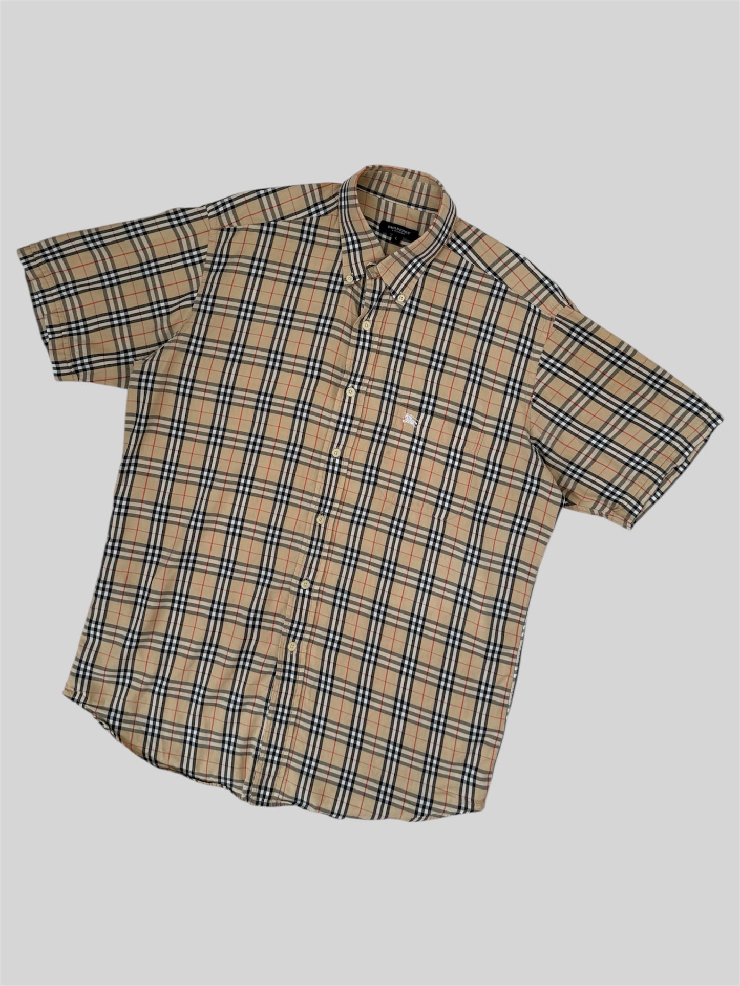 Vintage Burberry 90s Nova Check Button Up Shirt Beige Large