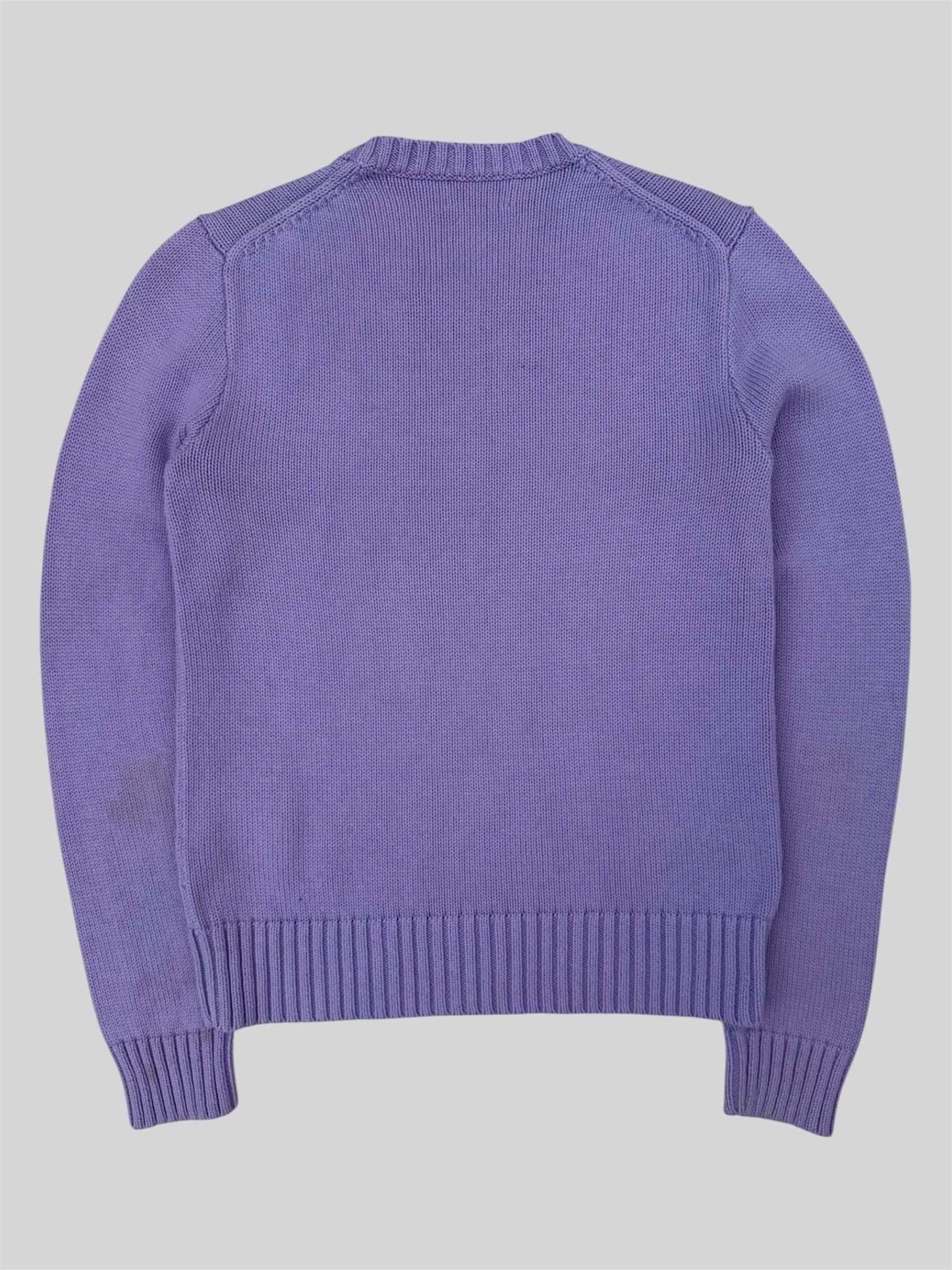 Authentic Polo Ralph Lauren Initial Spellout Knitted Pullover Jumper Lilac Small