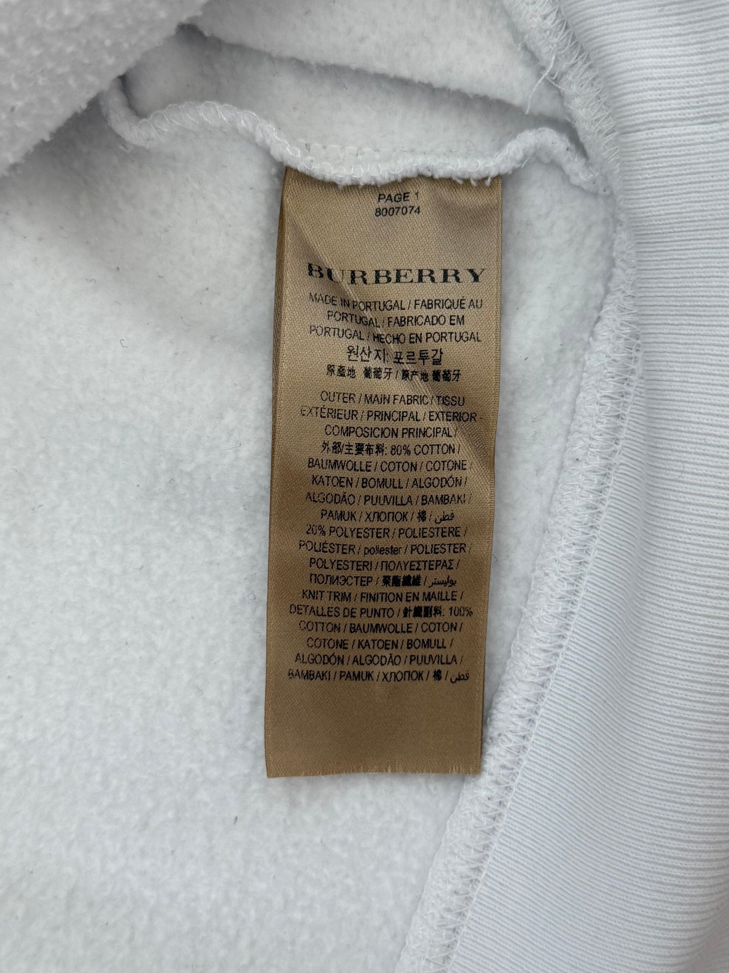 Authentic Modern Burberry Embroidered Spellout Pullover Sweatshirt White Medium