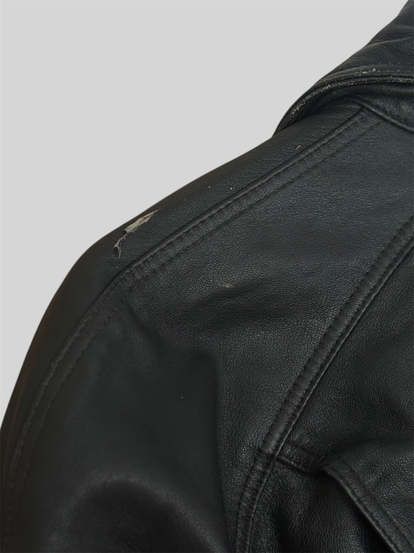 Rare 1990s Burberry Men’s Regular Fit Leather Trench Coat Black Size Medium