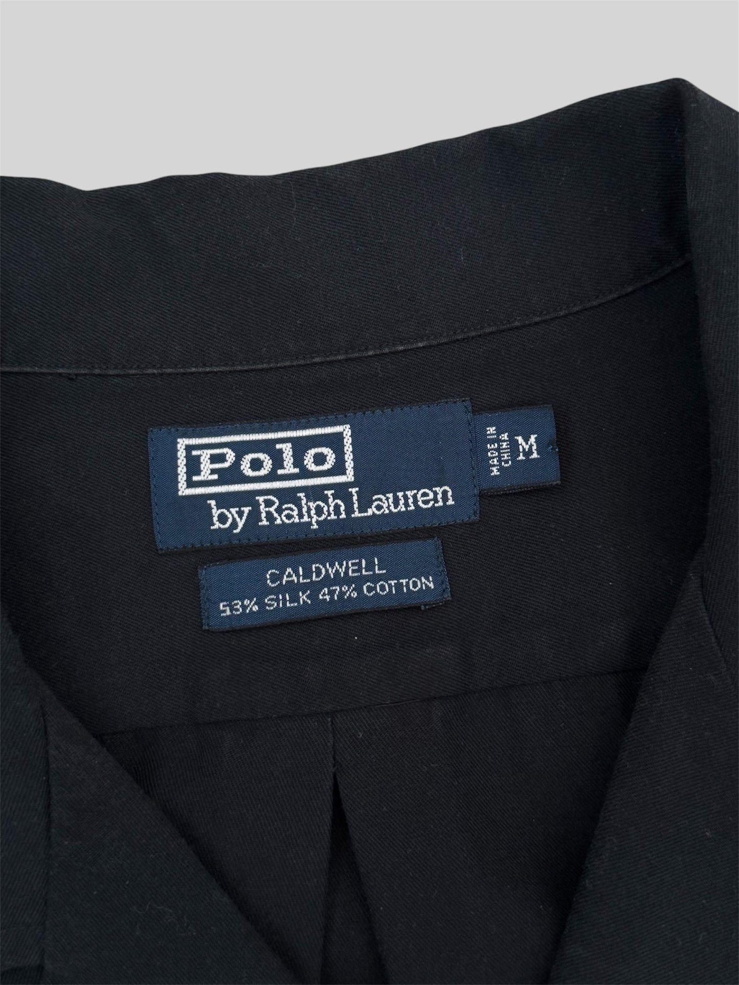 Rare Polo Ralph Lauren 1990s Button Up Caldwell Silk Cotton Camp Shirt Black M