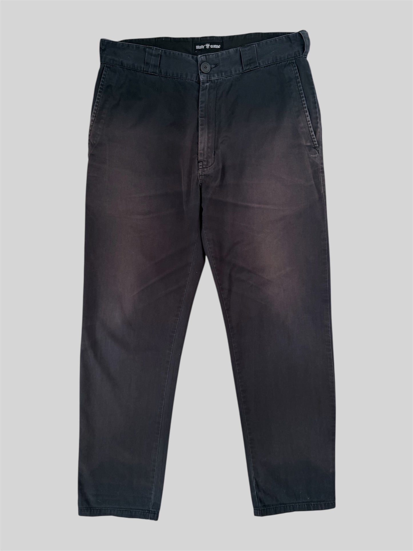 Vintage Stussy 2000s Stussy Classic Regular Fit Chino Trousers Faded Navy W34 L34