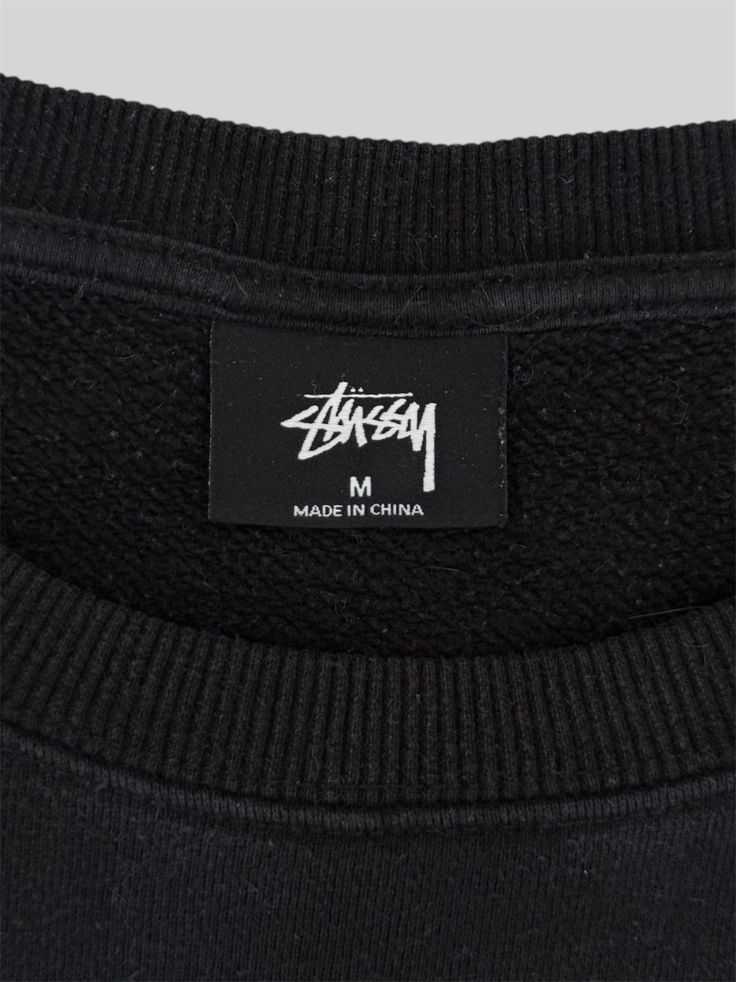 Modern Stussy Printed Spellout Globe Pullover Sweatshirt Black Medium