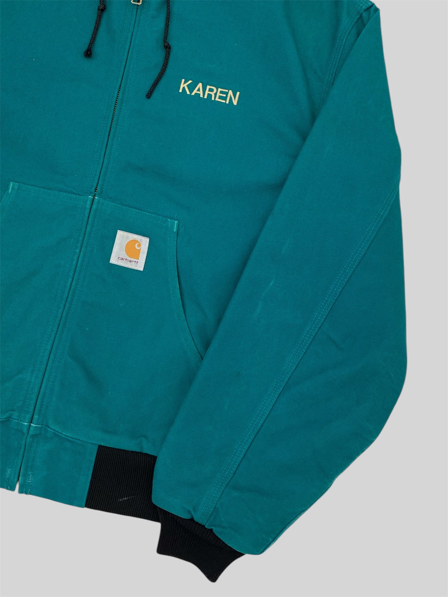 Vintage Carhartt 1997 Thin Lined Embroidered Active Jacket JR132 Green X-Large