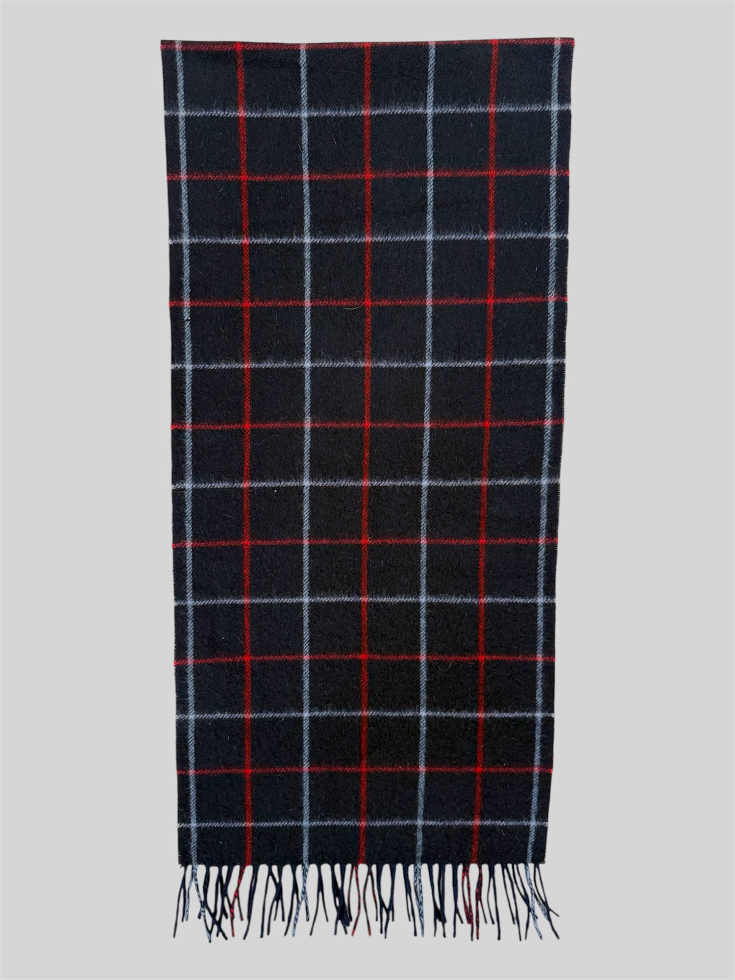 Vintage Burberry Nova Checkered 50% Cashmere 50% Wool Scarf Navy