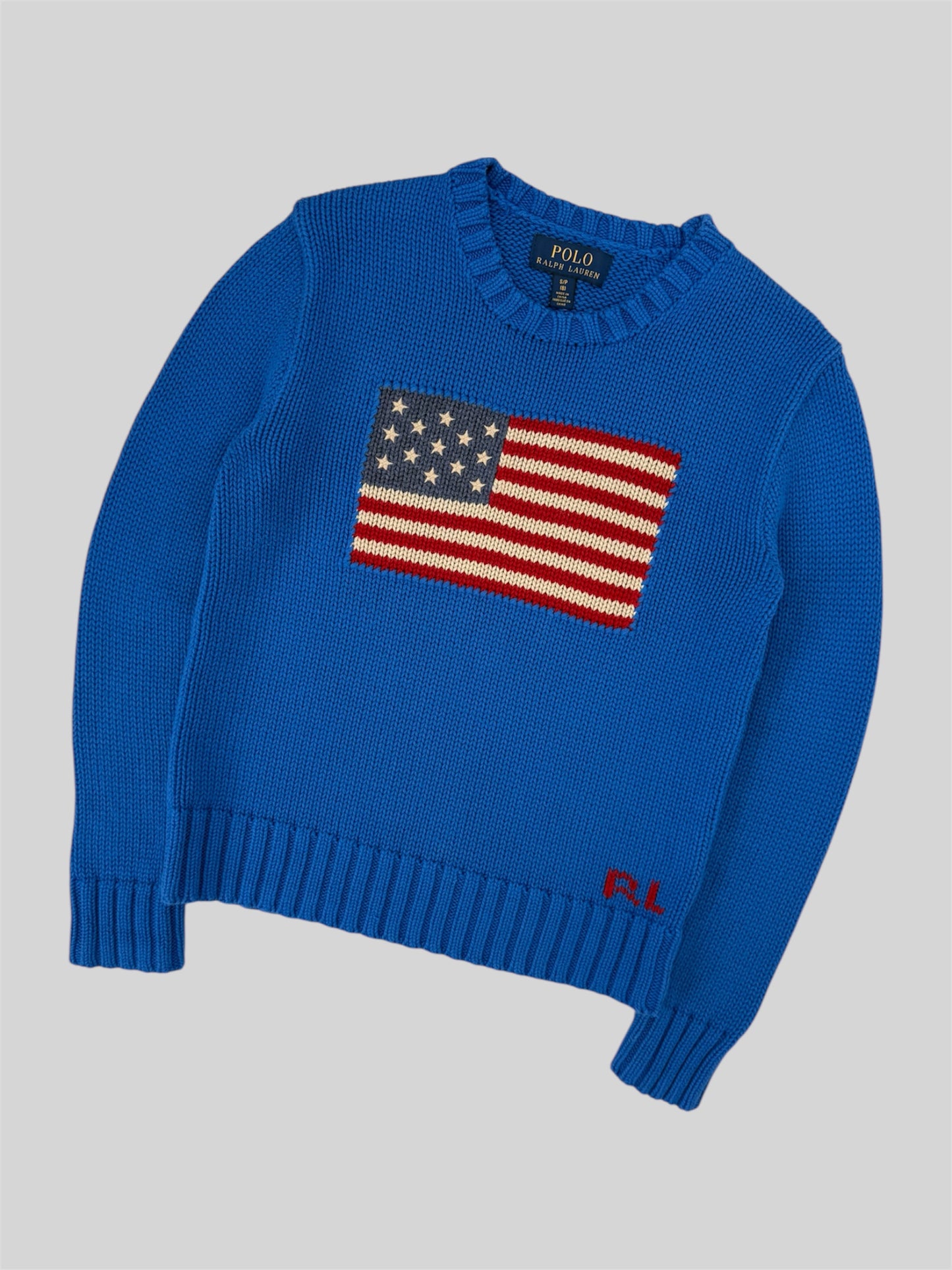 Authentic Polo Ralph Lauren USA Knitted Jumper Blue Small (8)