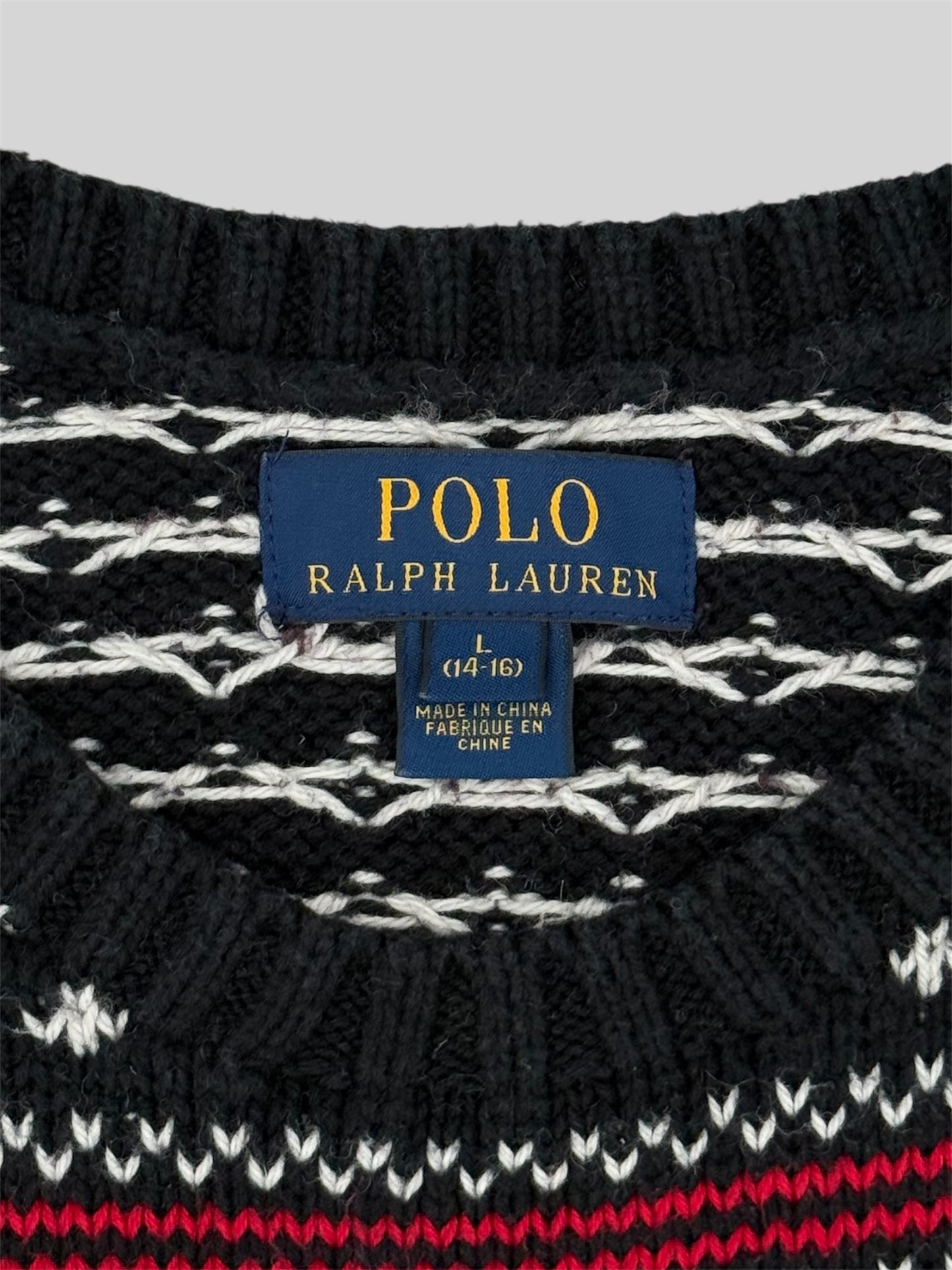 Authentic Polo Ralph Lauren 2010s Christmas Knitted Jumper Black Large (14-16)