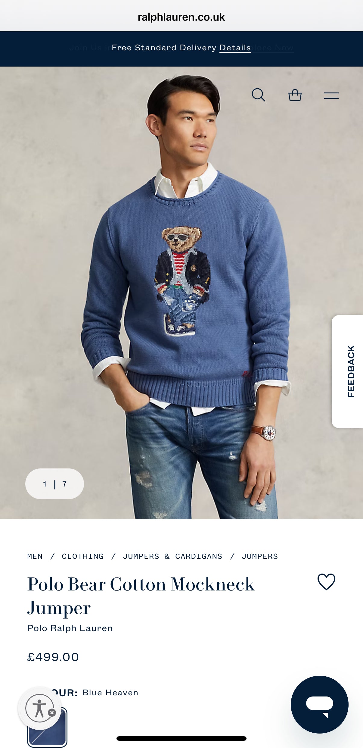 Authentic Polo Ralph Lauren Bear Knitted Jumper Light Blue XL £499RRP *QR SCAN*