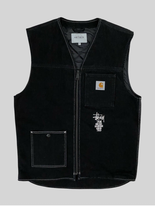 Rare Stussy x Carhartt x DSM Embroidered Vest Black Medium