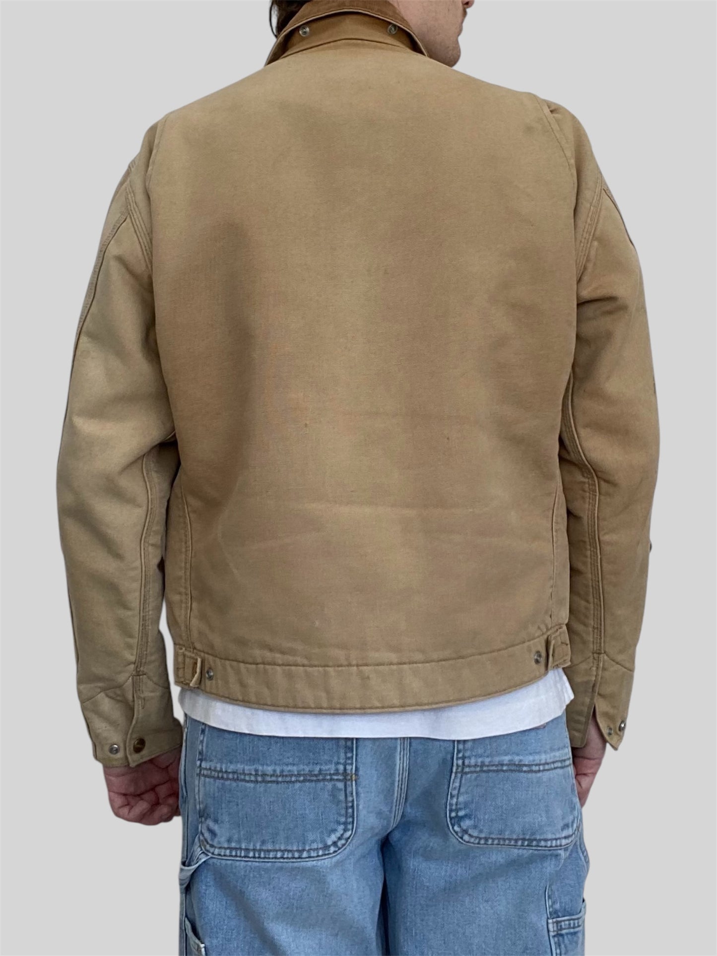 Vintage Carhartt Blanket Lined Embroidered Detroit Jacket J01 BRN Beige Medium