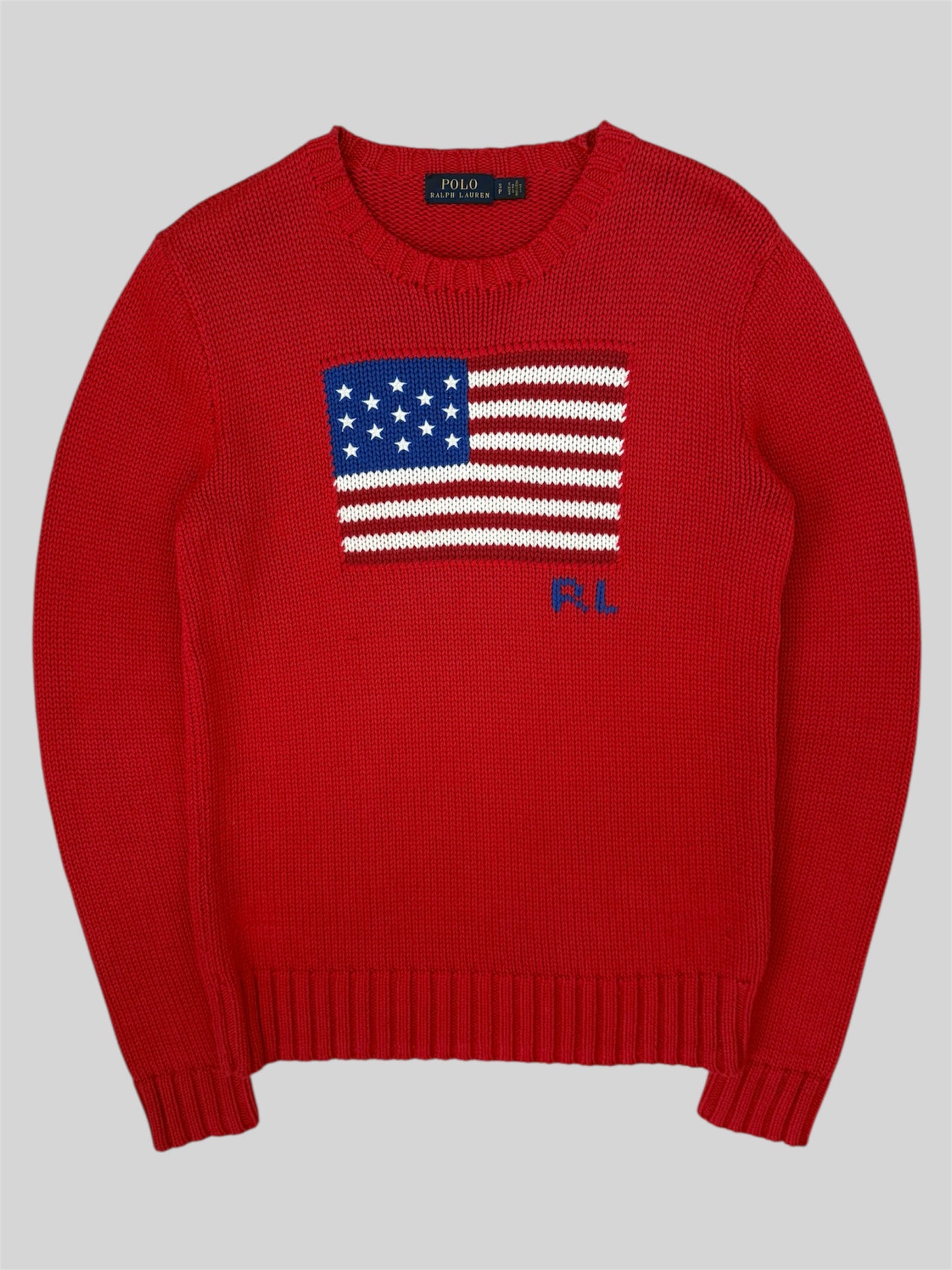 Authentic Polo Ralph Lauren USA Knitted Jumper Red Small £325RRP