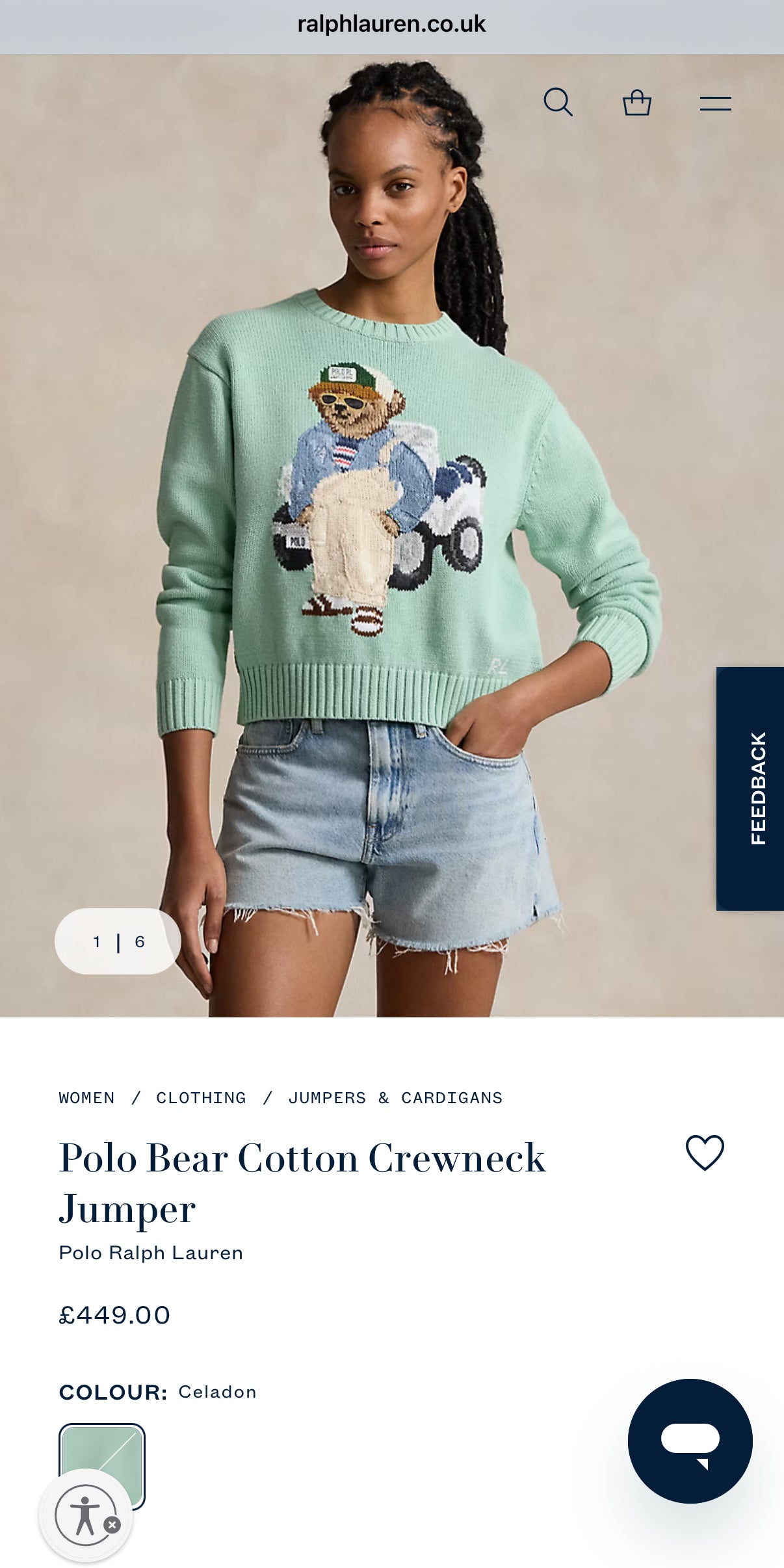 Authentic Polo Ralph Lauren Bear Knitted Jumper Celadon Green XL £449RRP QR SCAN