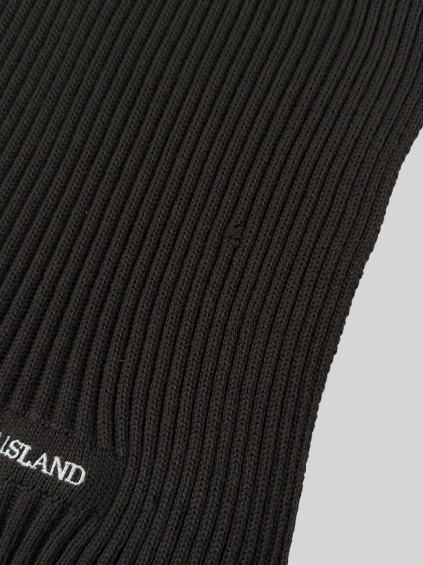 Vintage Stone Island 1990s Embroidered Spellout Long Neck Scarf Brown
