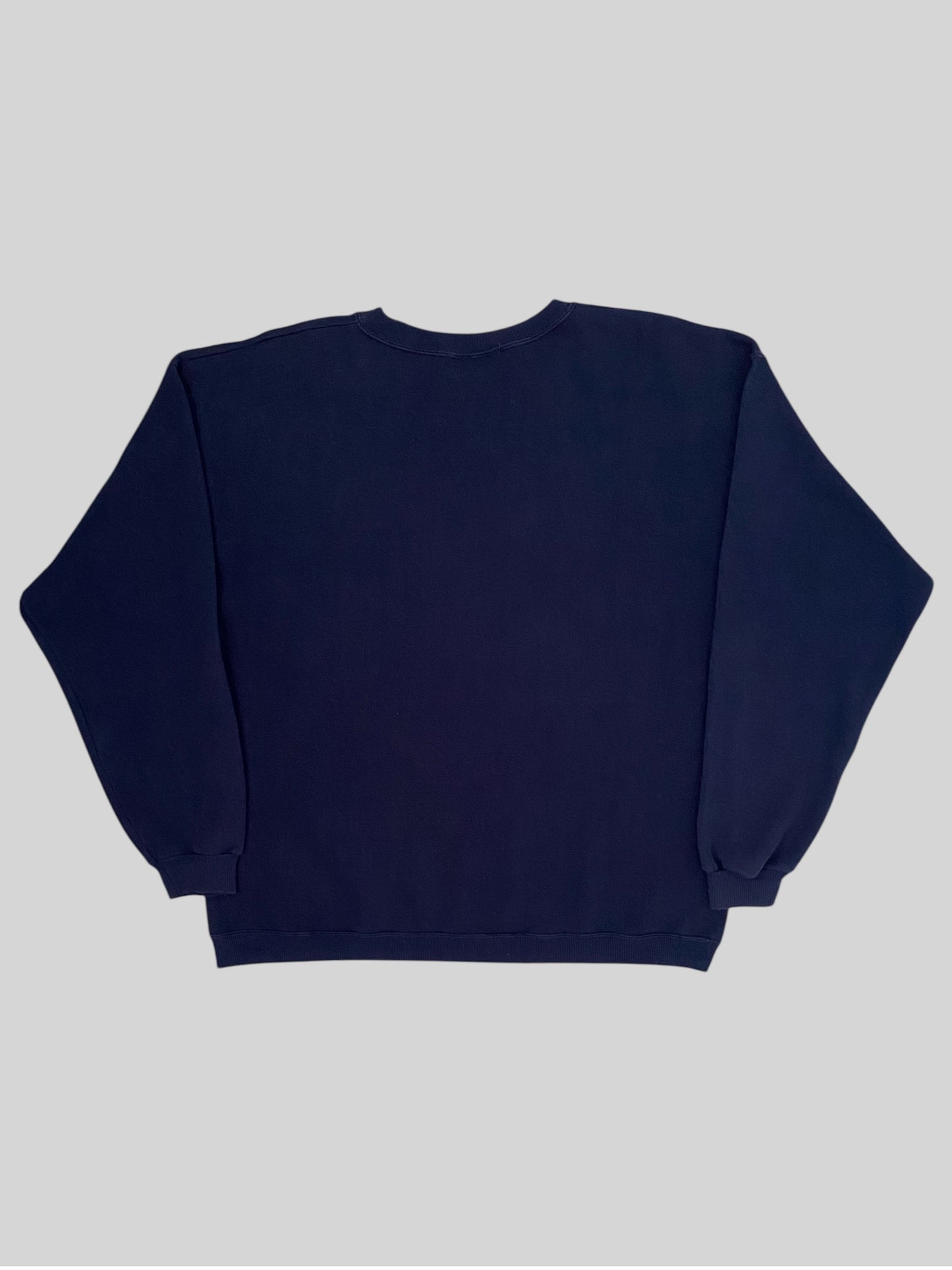 Vintage Burberry Felt Spellout Pullover Sweatshirt Navy Large