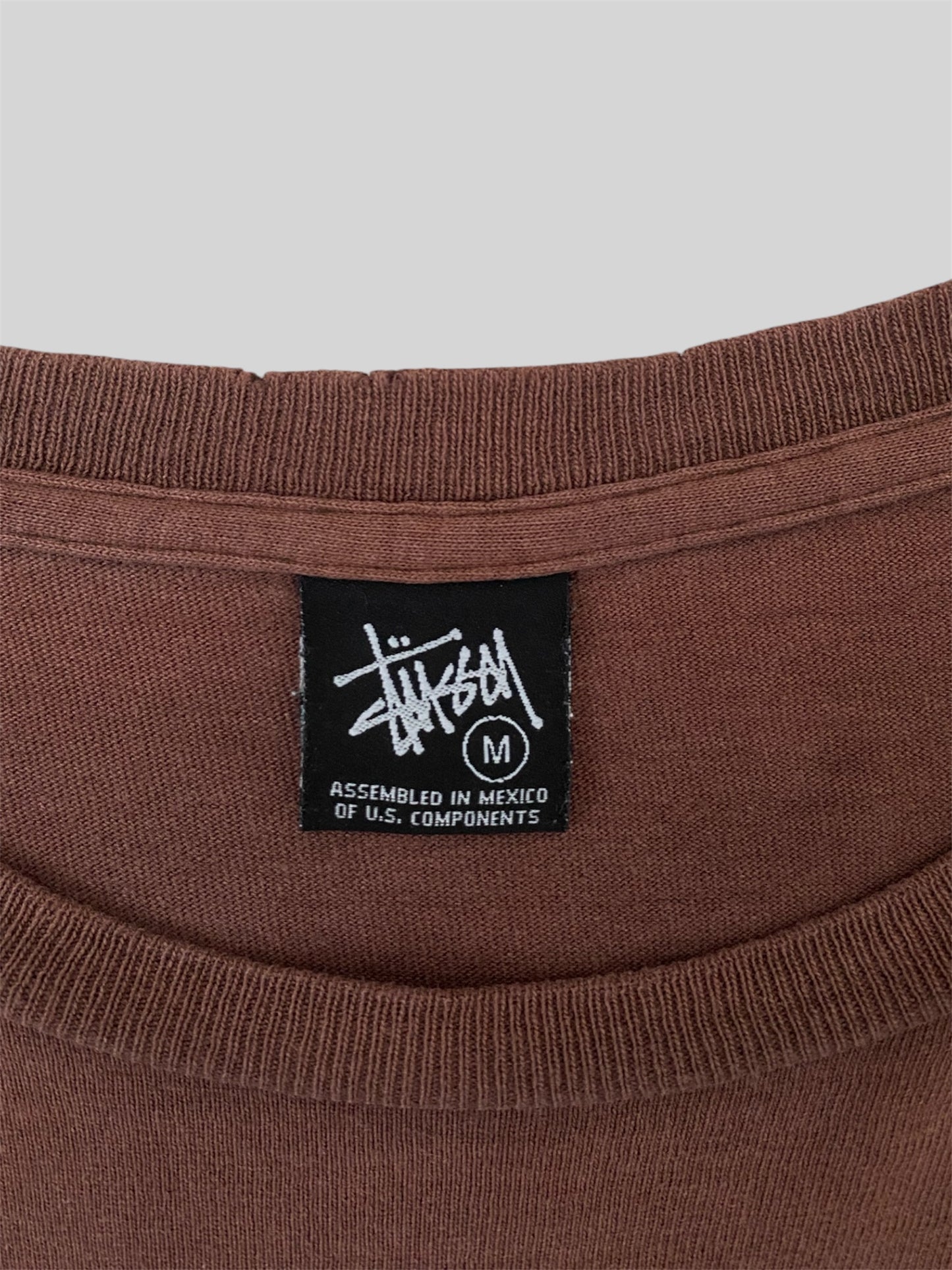 Vintage 00s Stussy International Tribe Spellout T Shirt Brown Medium